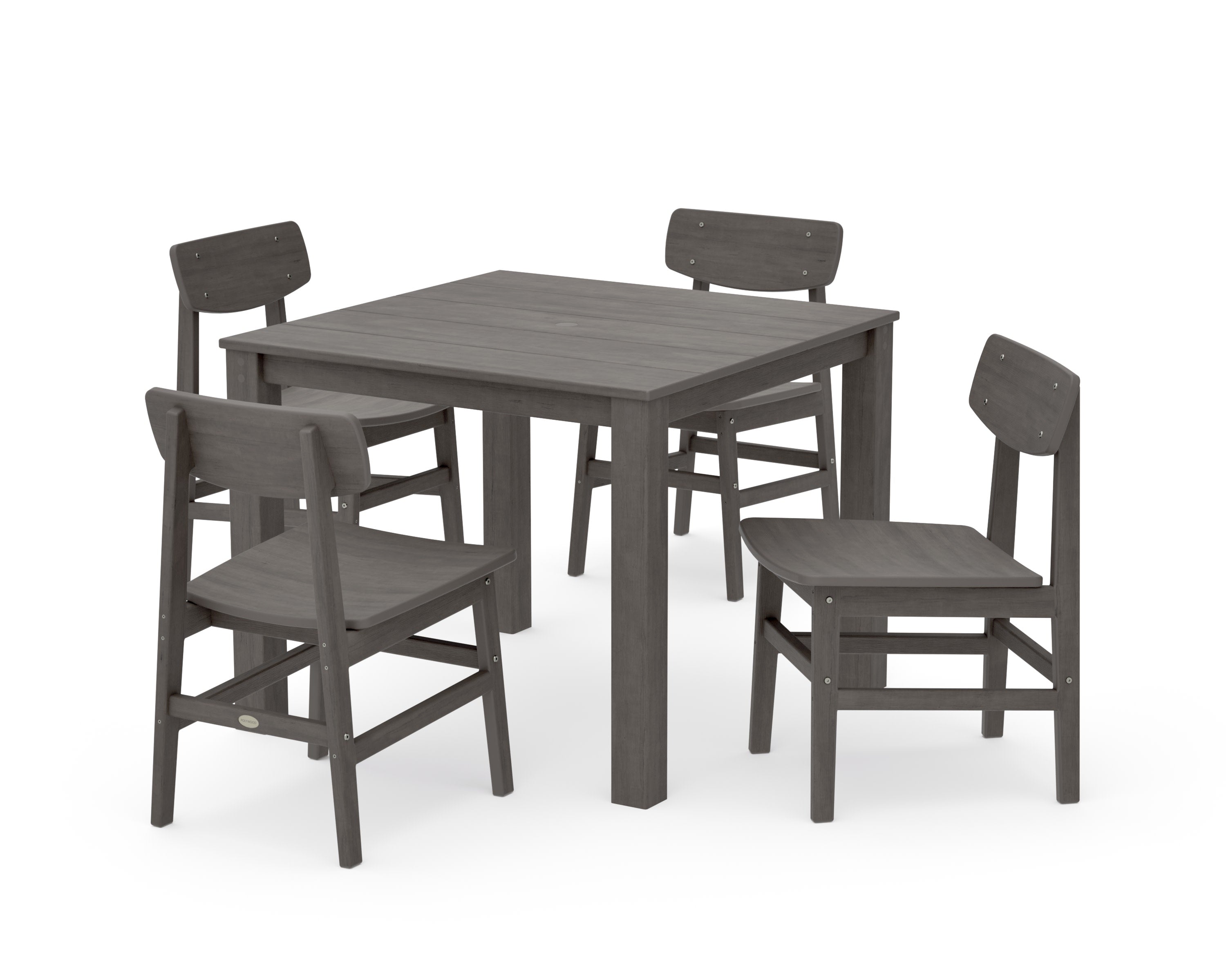 Modern Studio Urban Chair 5-Piece Parsons Dining Set in Driftwood