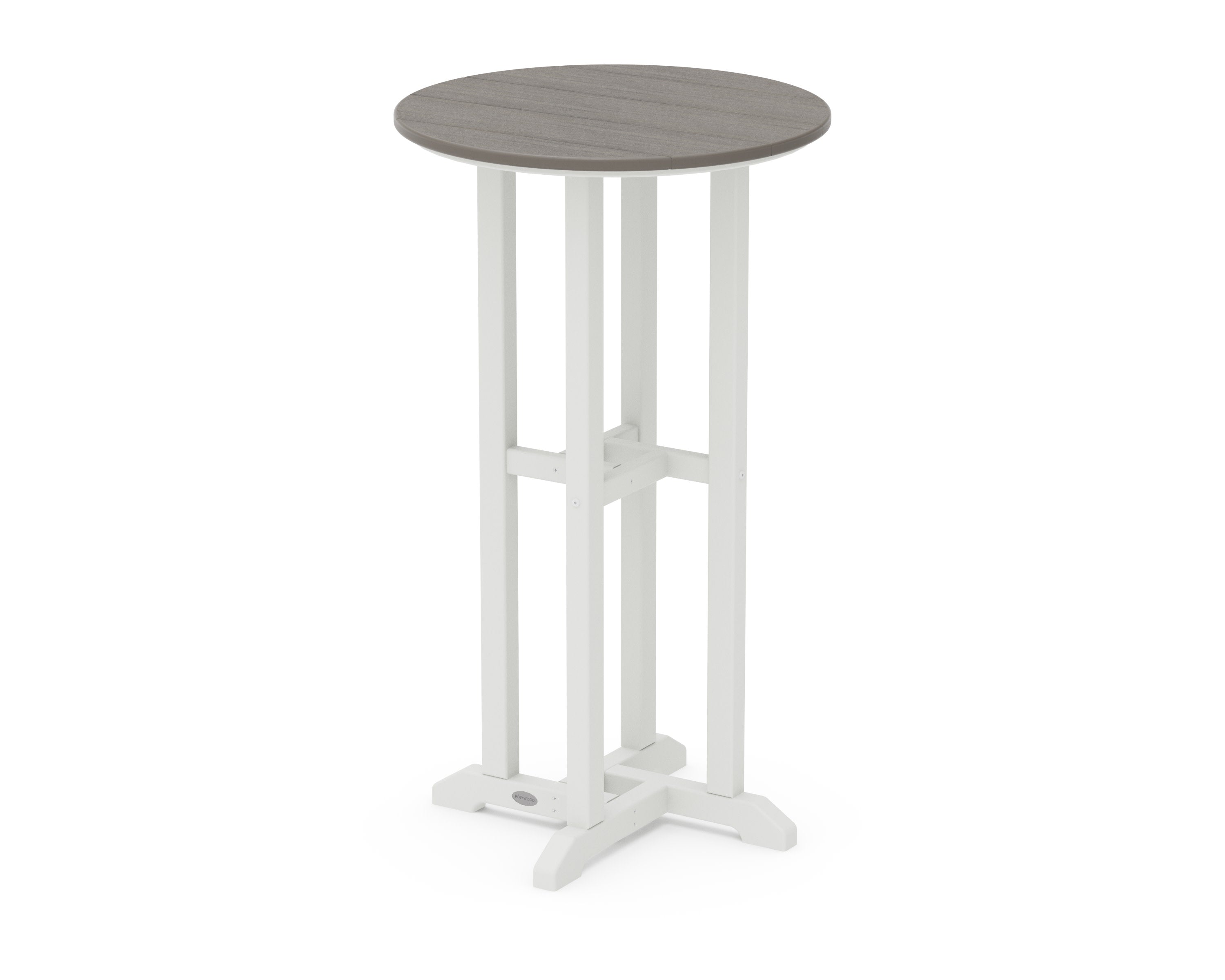 Contempo 24" Round Bar Table in White / Driftwood