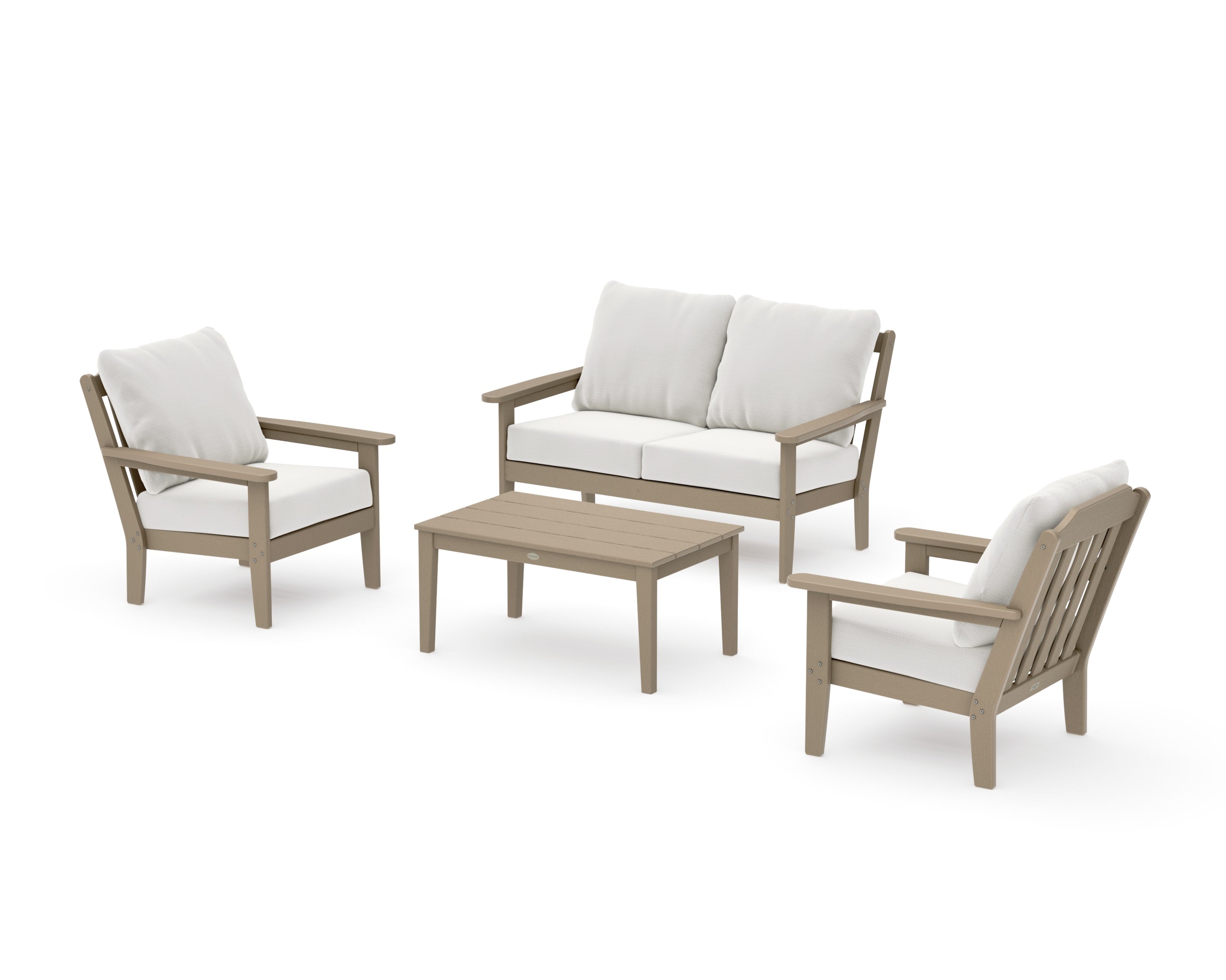 Cottage 4-Piece Deep Seating Set with Loveseat in Vintage Sahara / Natural Linen