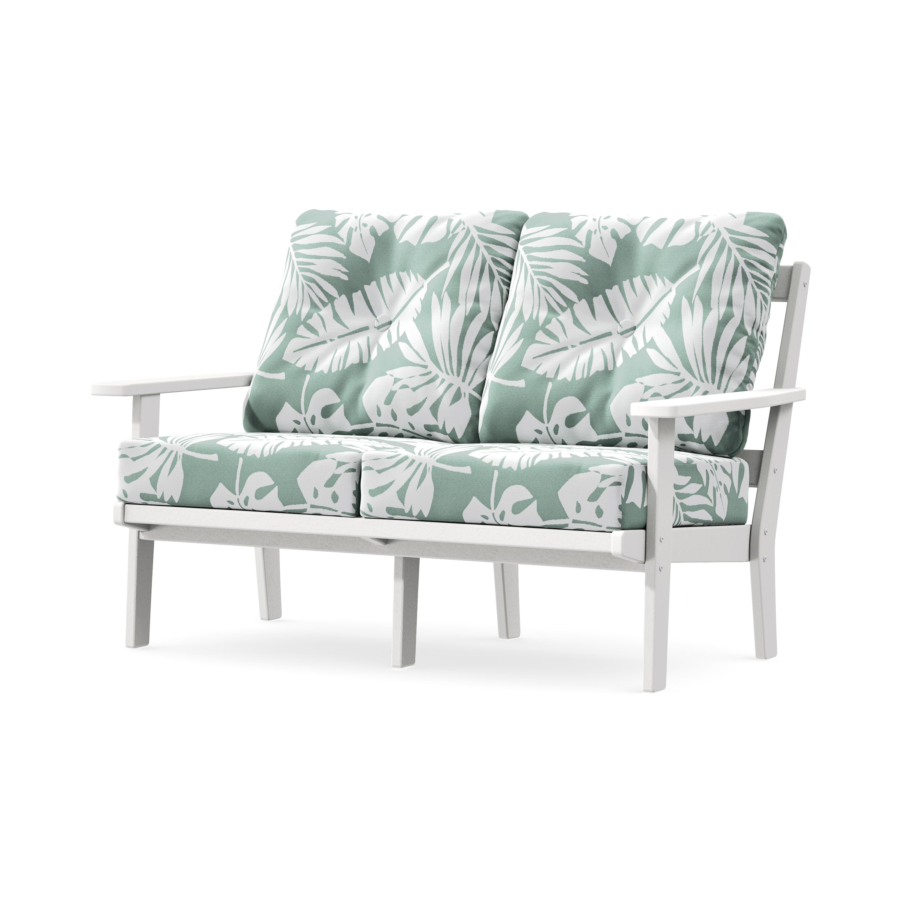 Prairie Deep SeatingLoveseat in White / Leaf Glacier Spa
