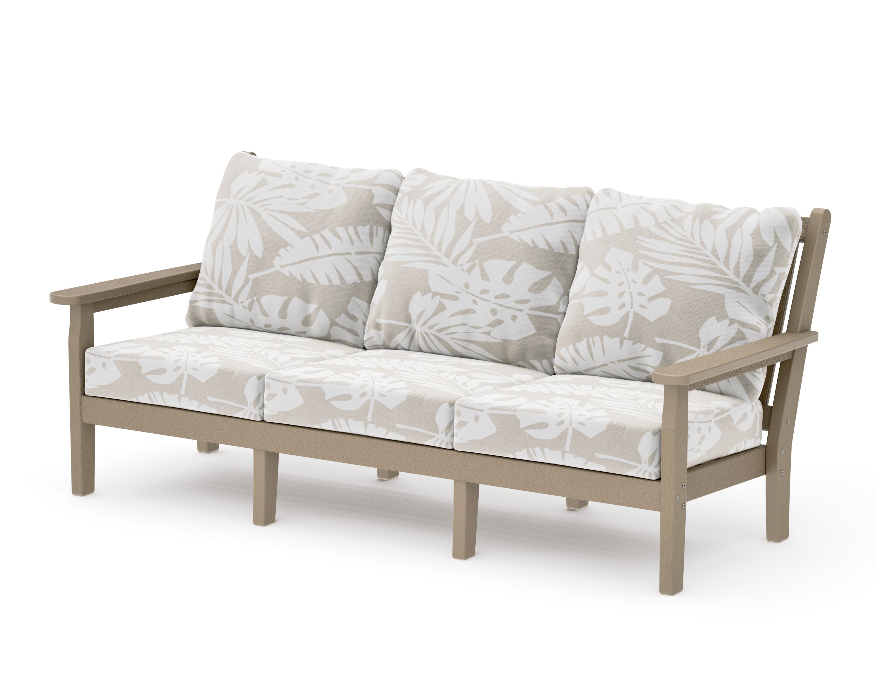 Chippendale Deep Seating Sofa in Vintage Sahara / Leaf Dune Burlap