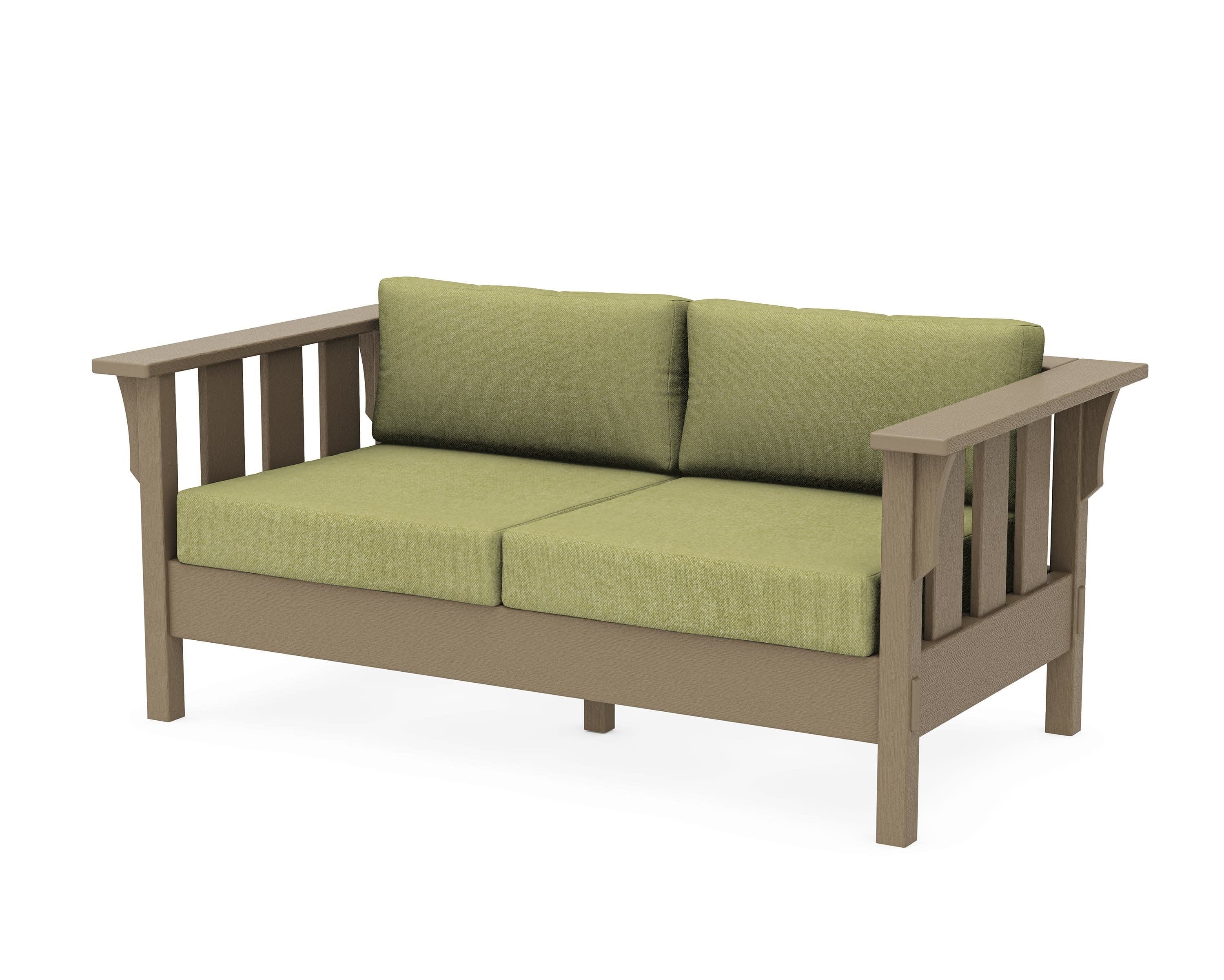 Acadia Deep Seating Loveseat in Vintage Sahara / Chartreuse Boucle