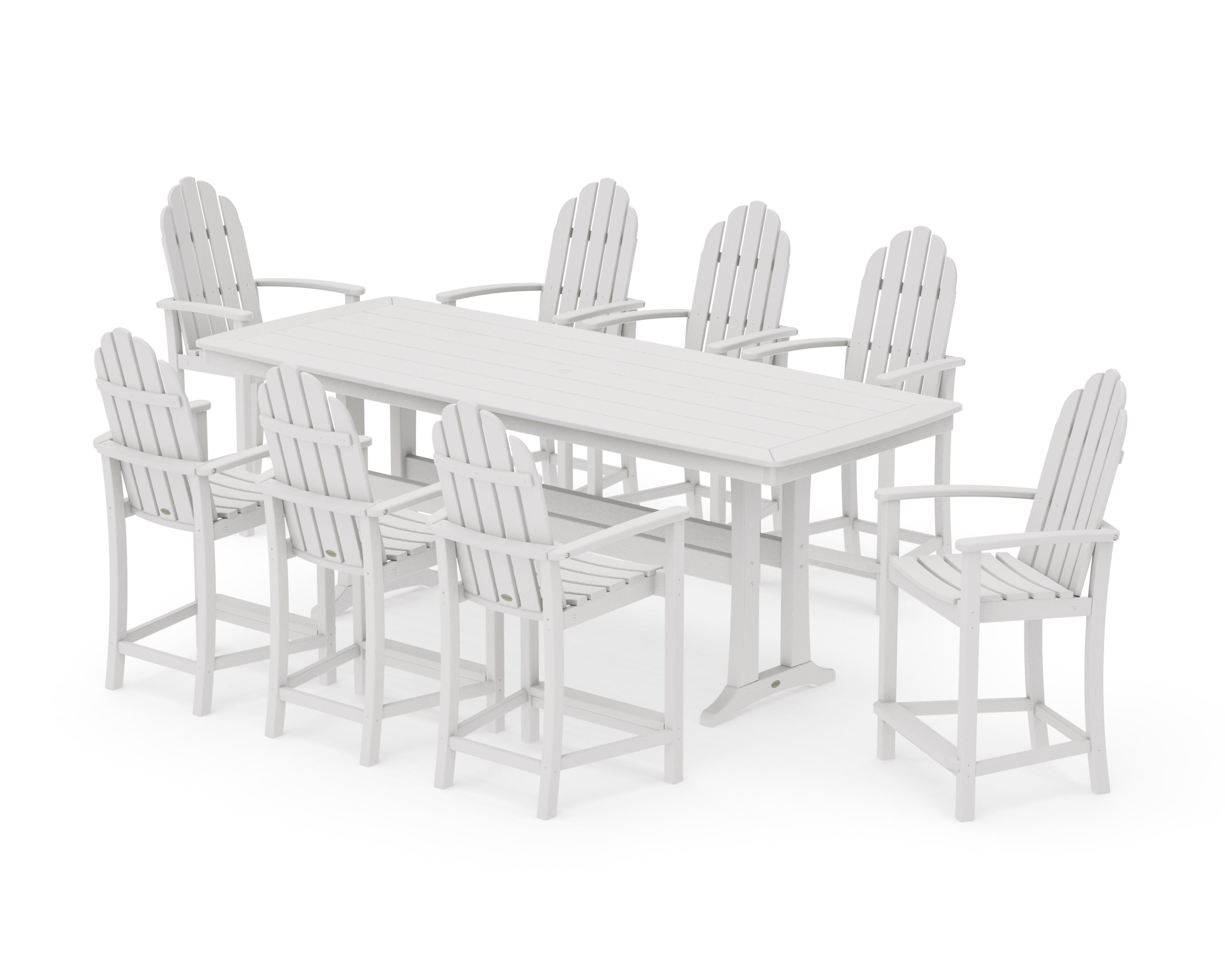 Classic Adirondack 9-Piece Counter Set with Trestle Legs in Vintage White