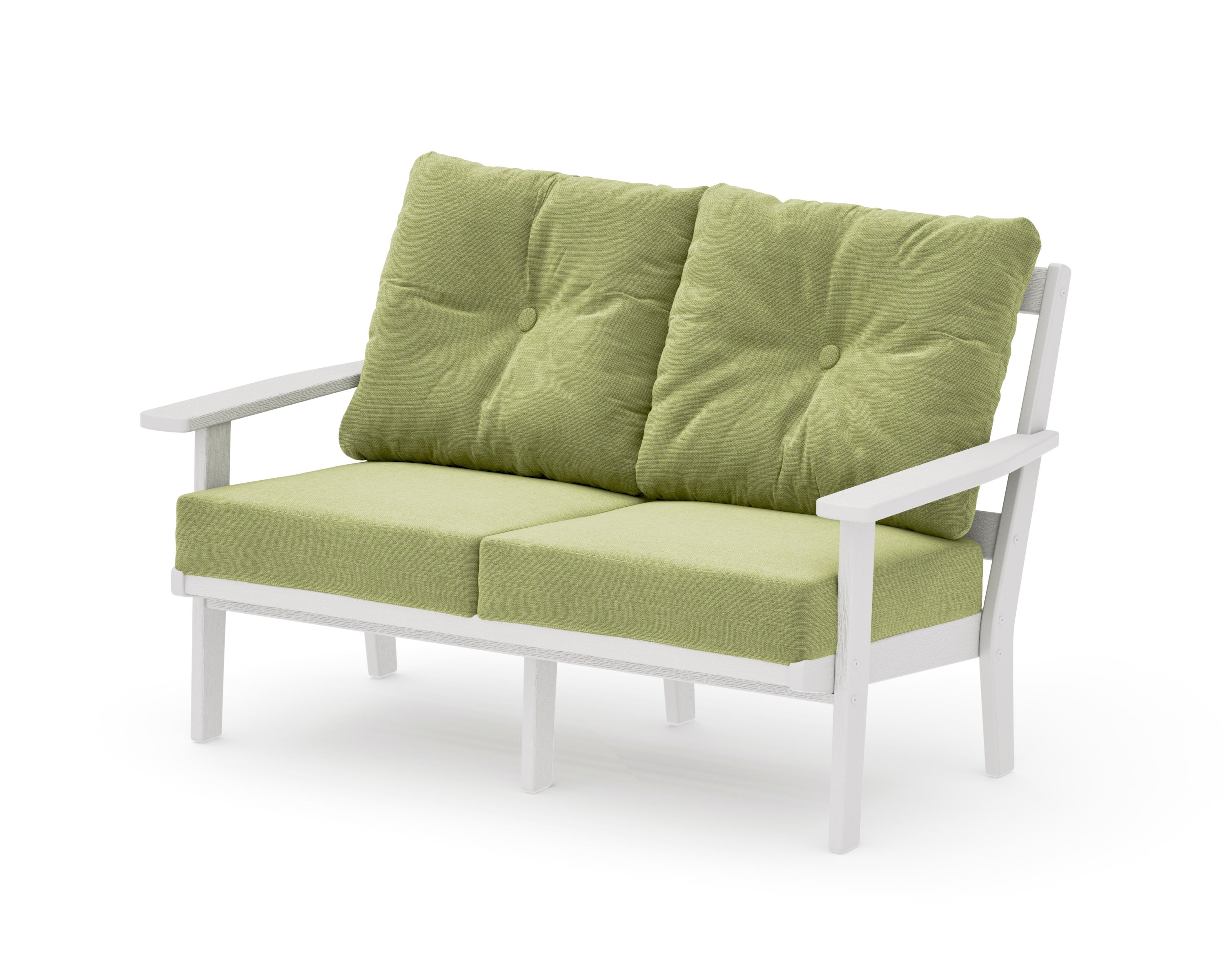 Oxford Deep SeatingLoveseat in Vintage White / Chartreuse Boucle