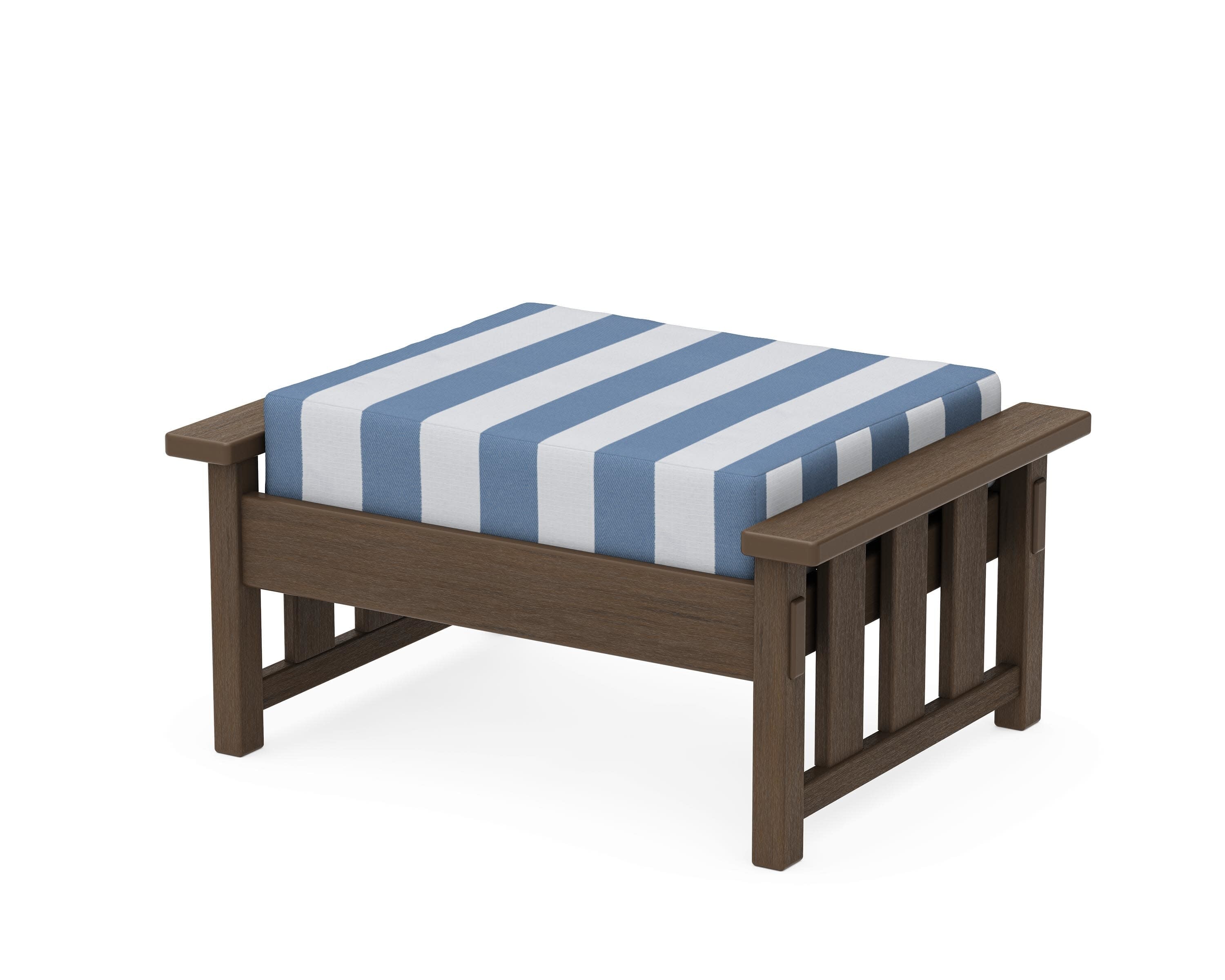 Acadia Deep Seating Ottoman in Kona / Cabana Stripe Sky Blue
