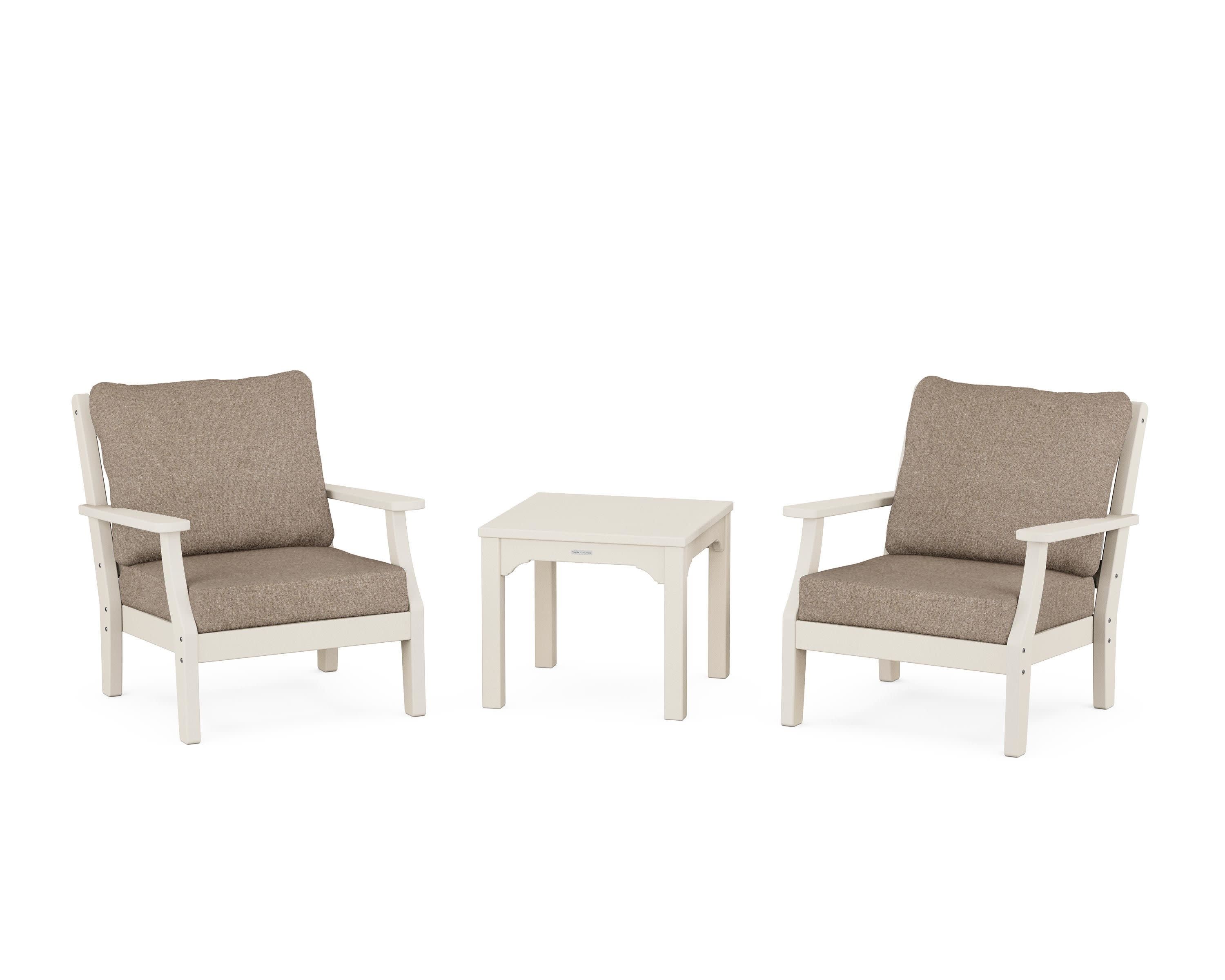 Chinoiserie 3-Piece Deep Seating Set in Sand / Spiced Burlap