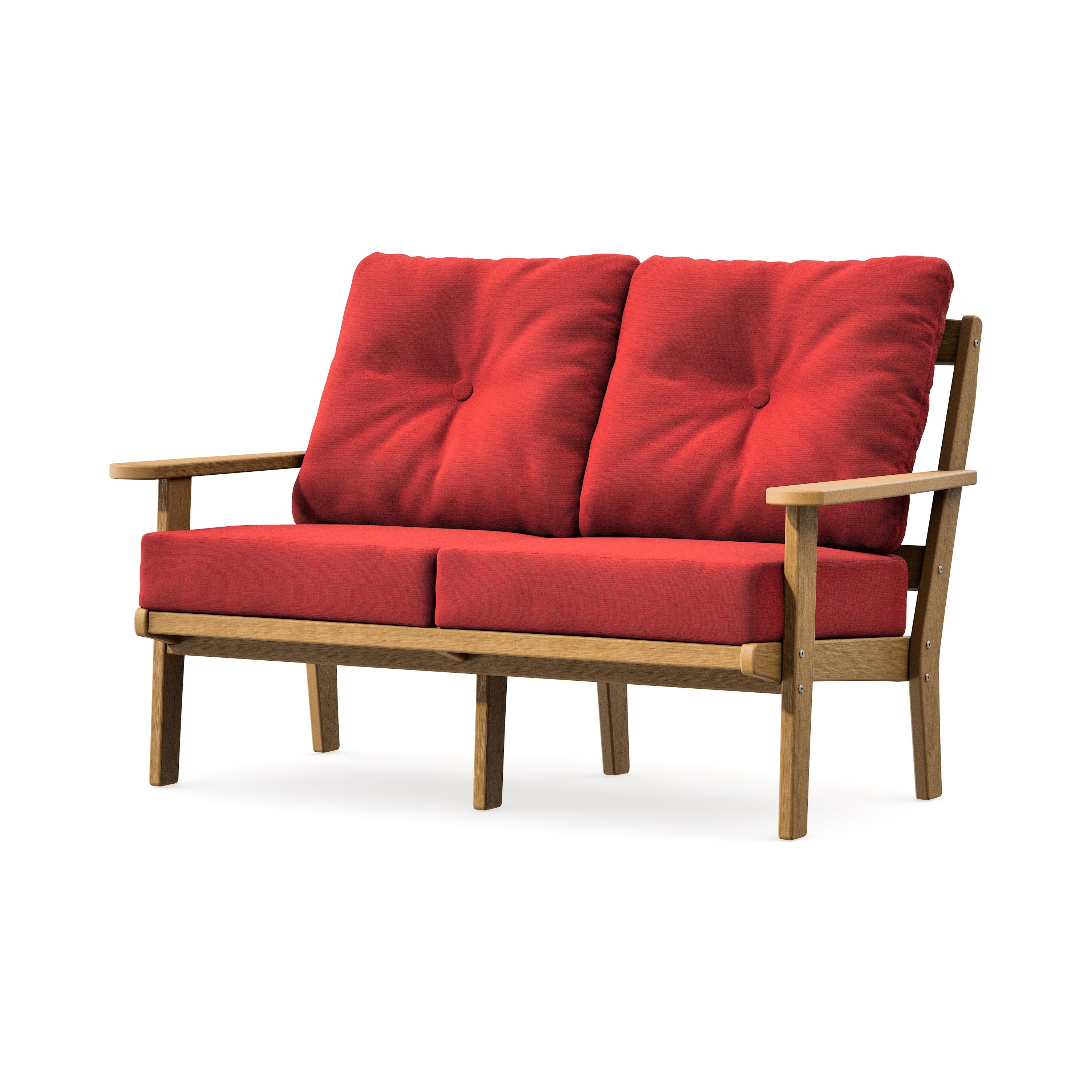 Mission Deep SeatingLoveseat in Natural / Crimson Linen