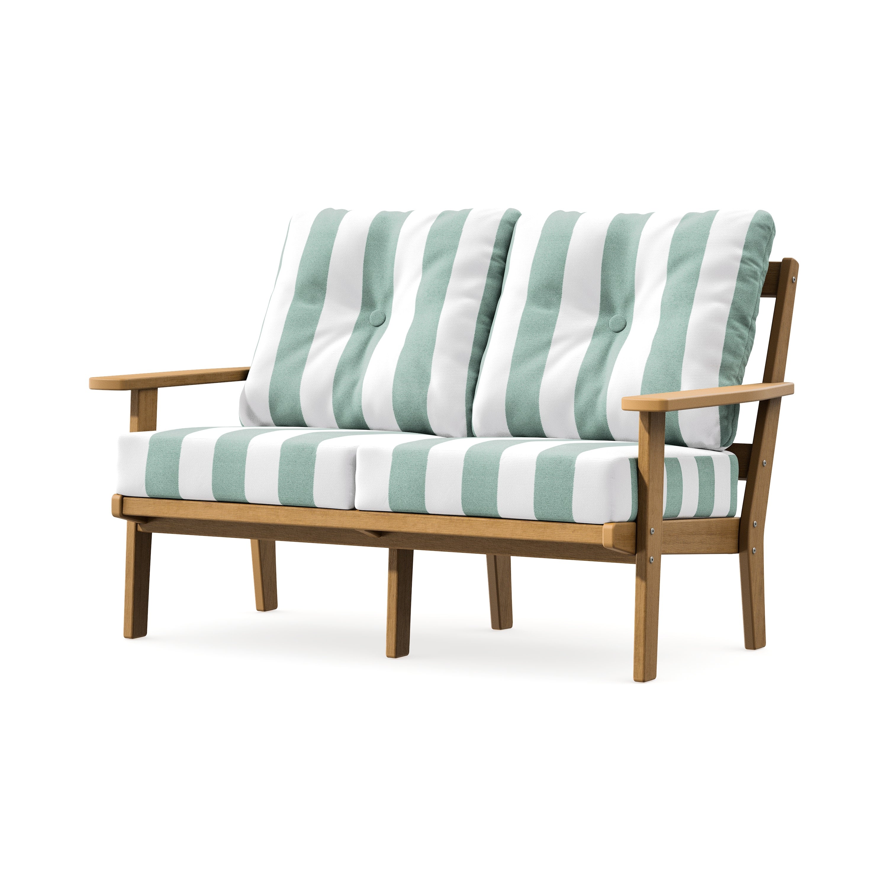 Oxford Deep SeatingLoveseat in Natural / Cabana Stripe Glacier Spa