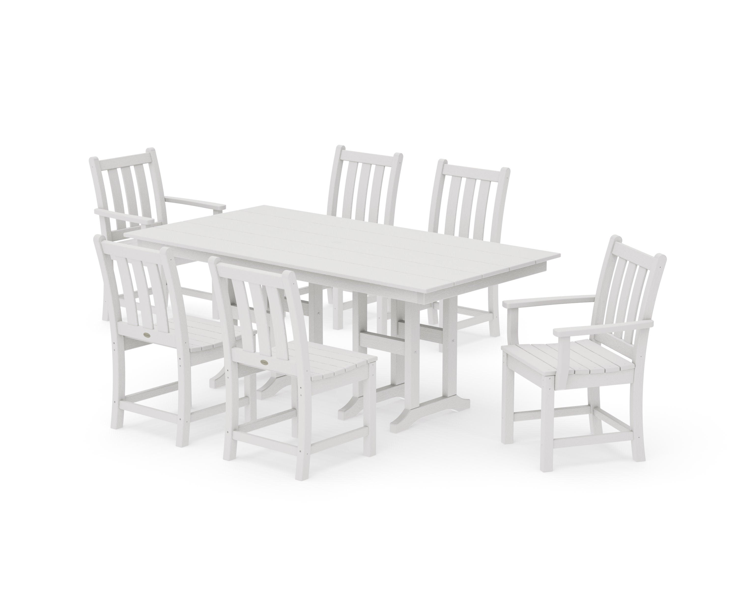 Traditional Garden 7-Piece Farmhouse Dining Set in Vintage White
