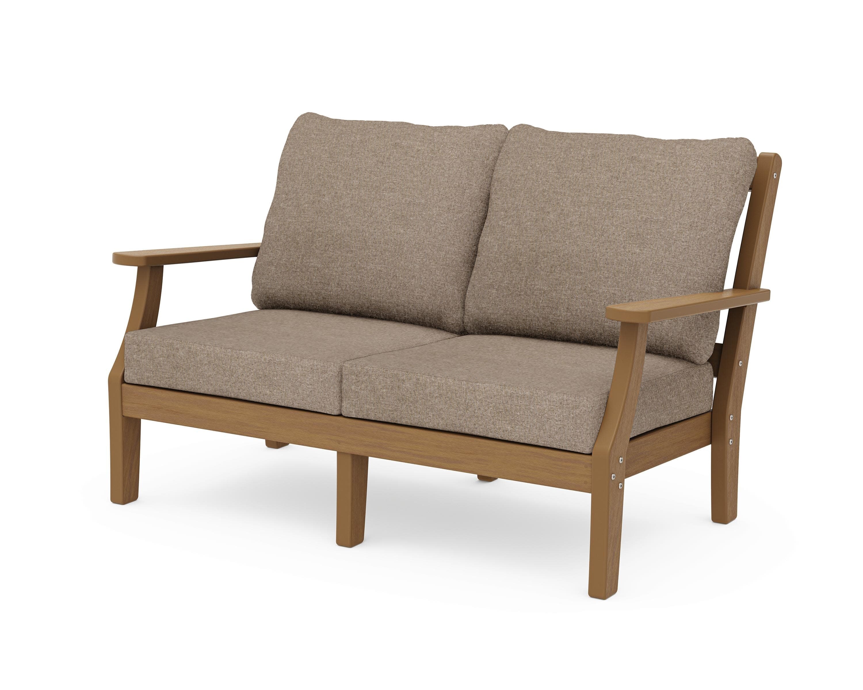 Chinoiserie Deep Seating Loveseat in Natural / Spiced Burlap