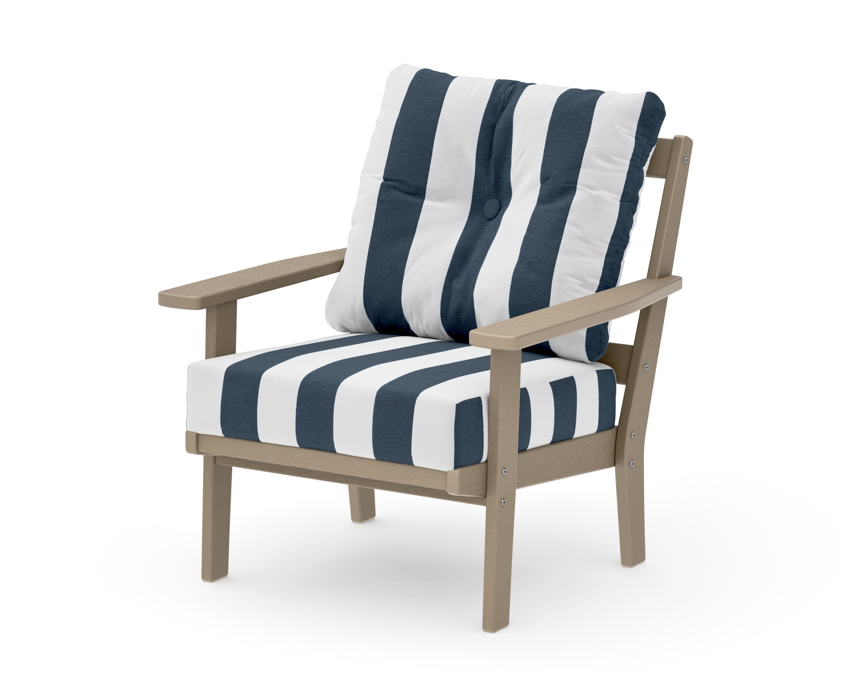 Oxford Deep Seating Chair in Vintage Sahara / Cabana Stripe Marine Indigo