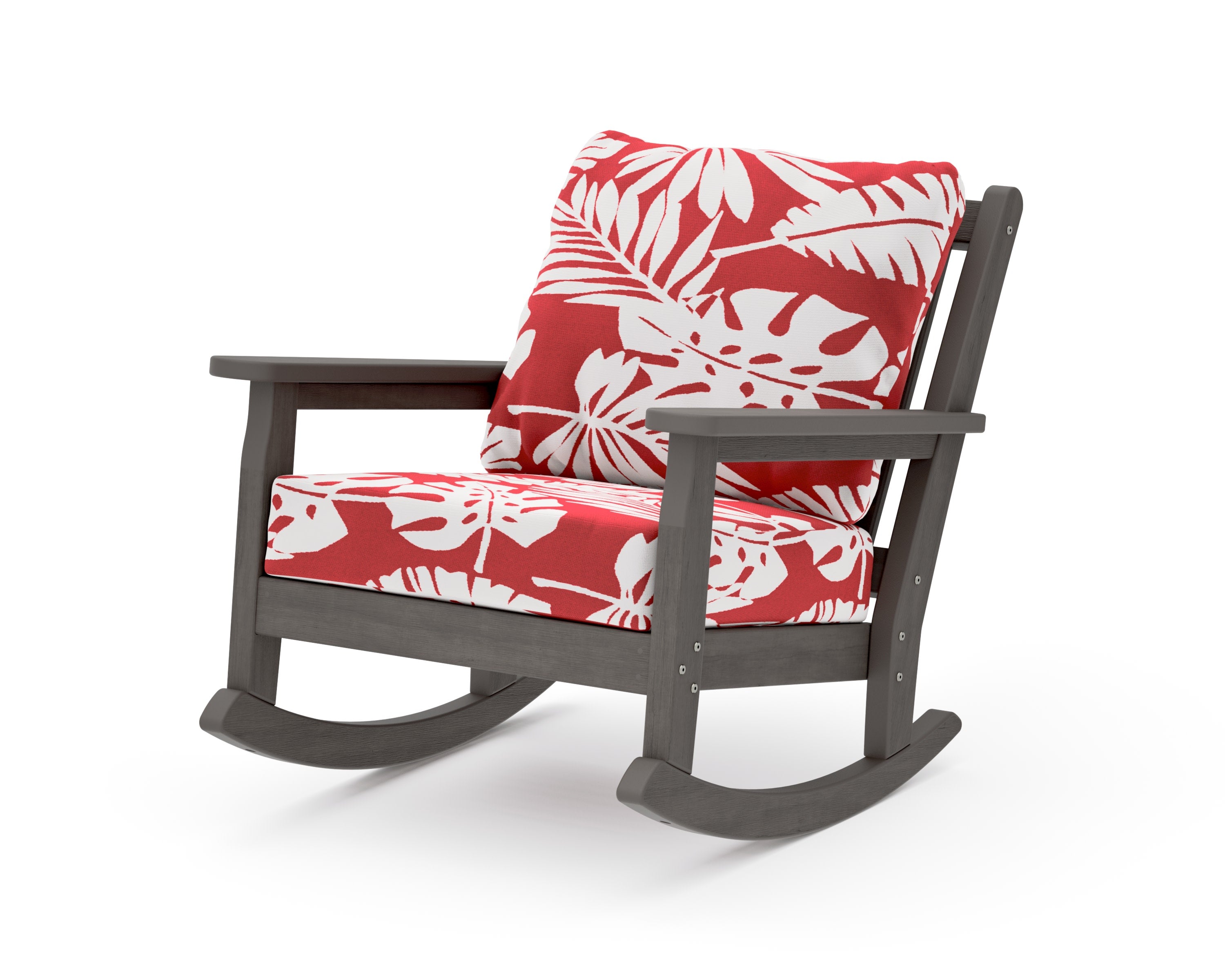Chippendale Deep Seating Rocking Chair in Driftwood / Leaf Crimson