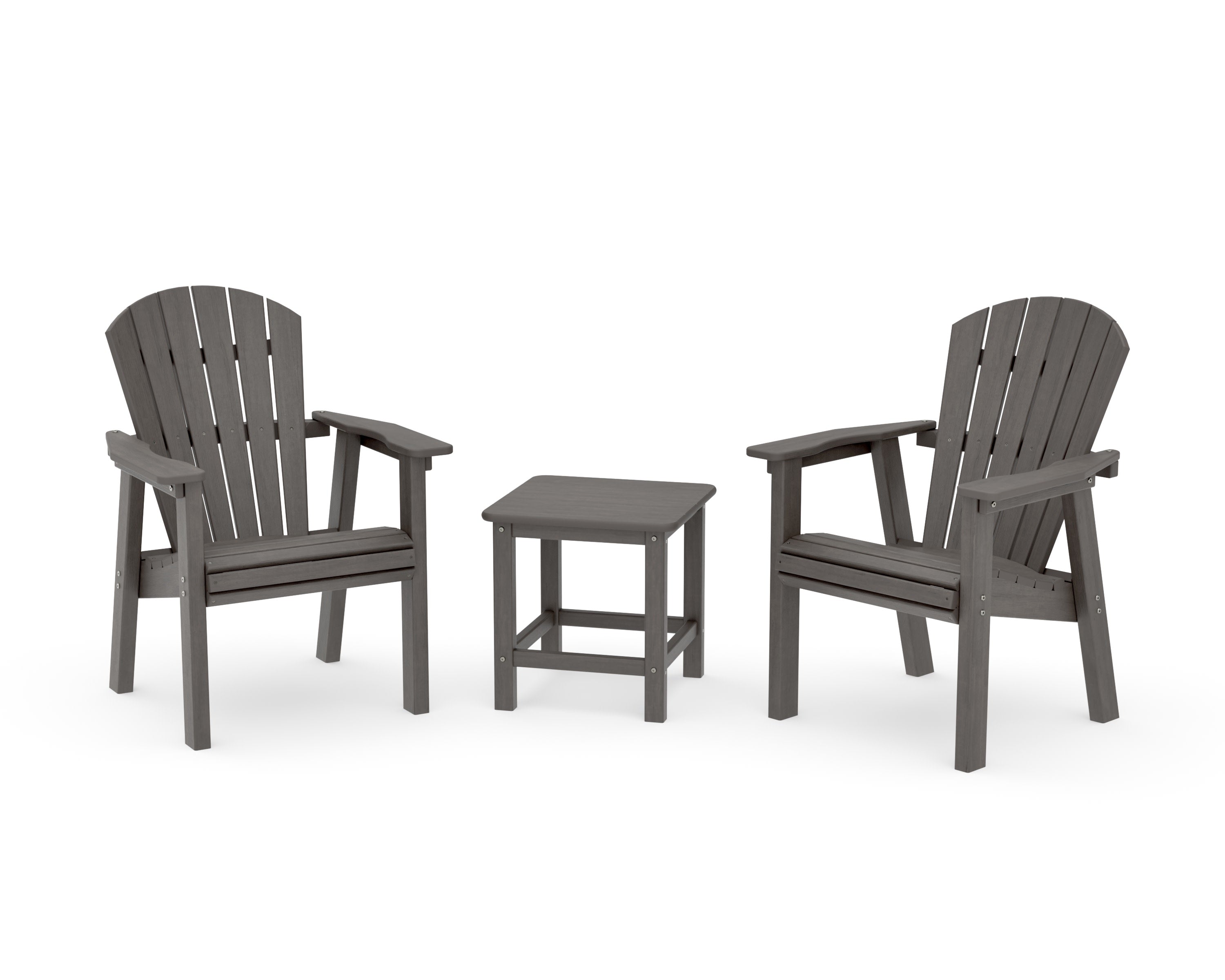 Seashell 3-Piece Upright Adirondack Chair Set in Driftwood