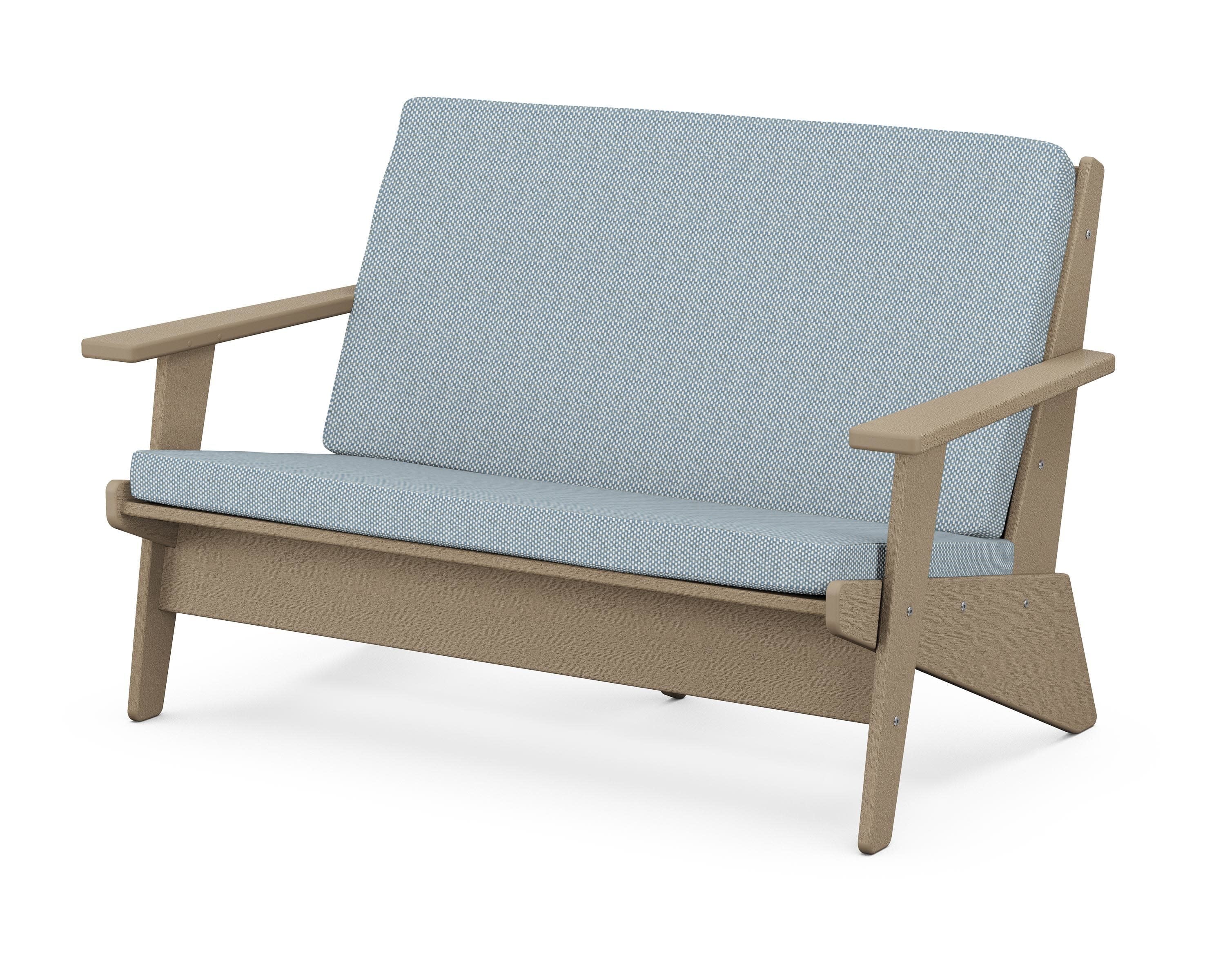 Riviera Modern Lounge Loveseat in Vintage Sahara / Exhale Sky
