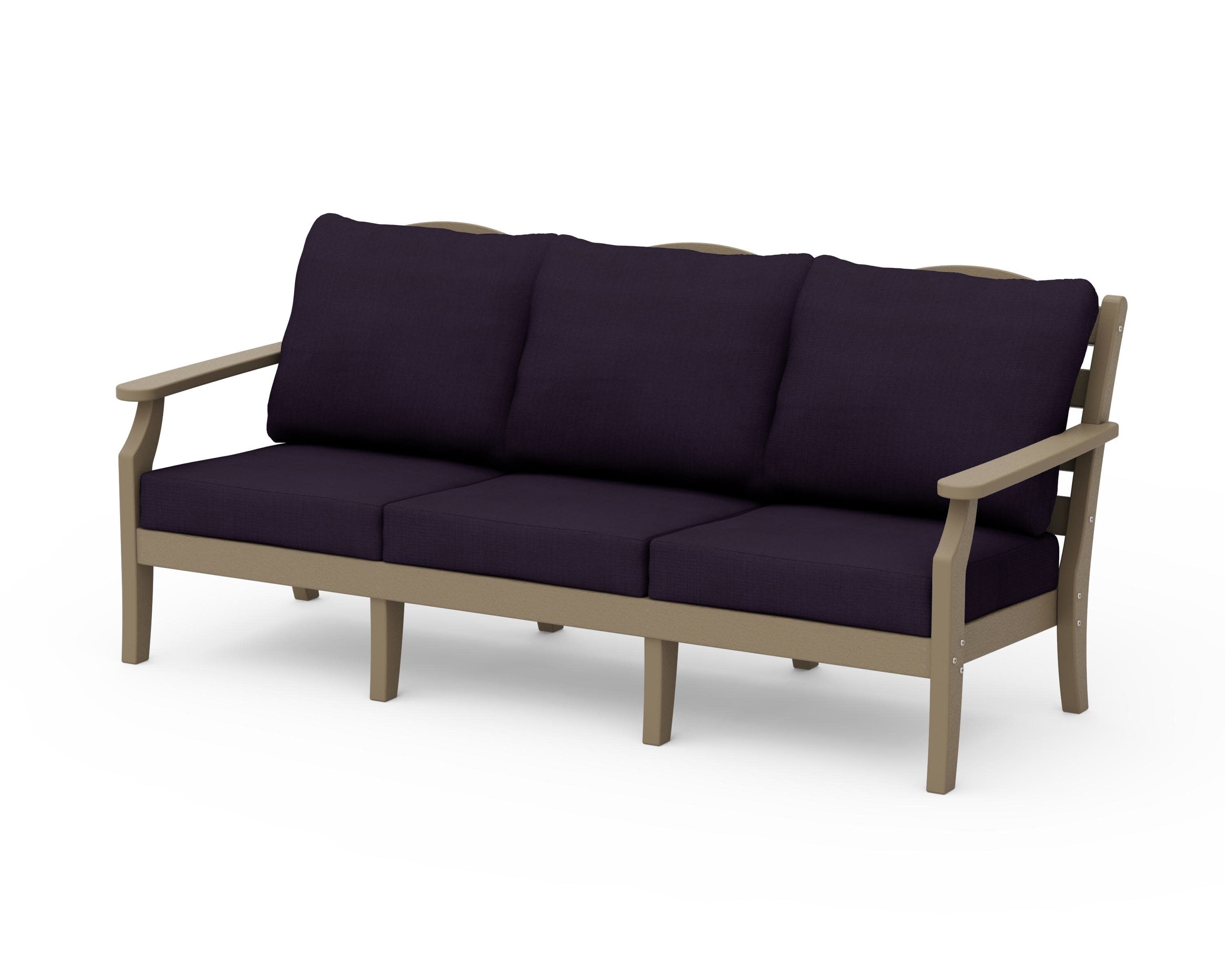 Savannah Deep Seating Sofa in Vintage Sahara / Navy Linen