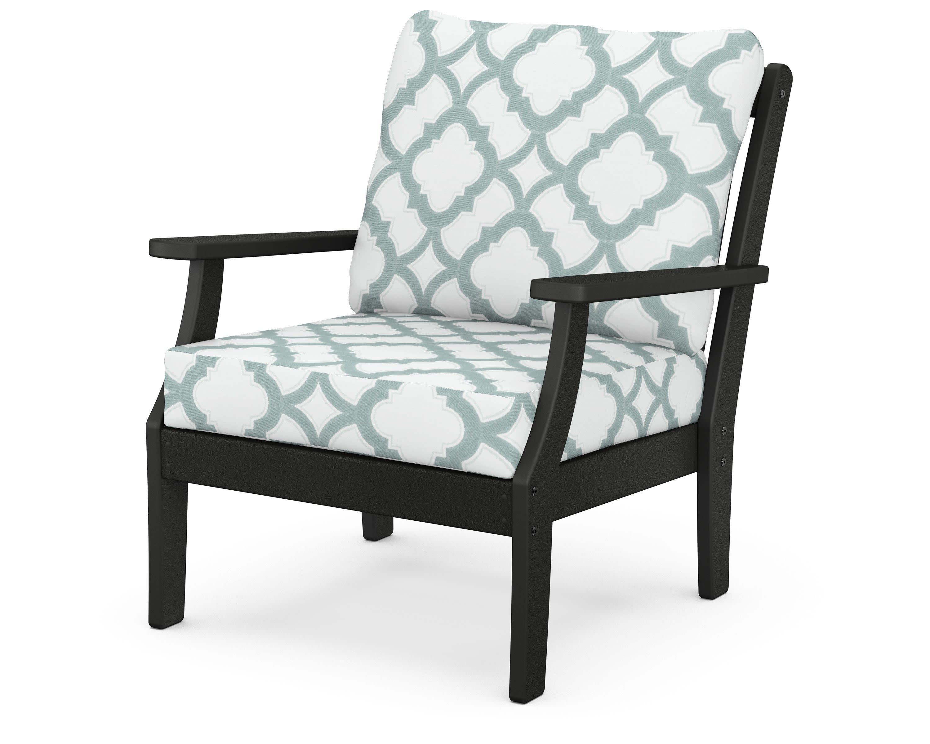 Braxton Deep Seating Chair in Black / Trellis Glacier Spa