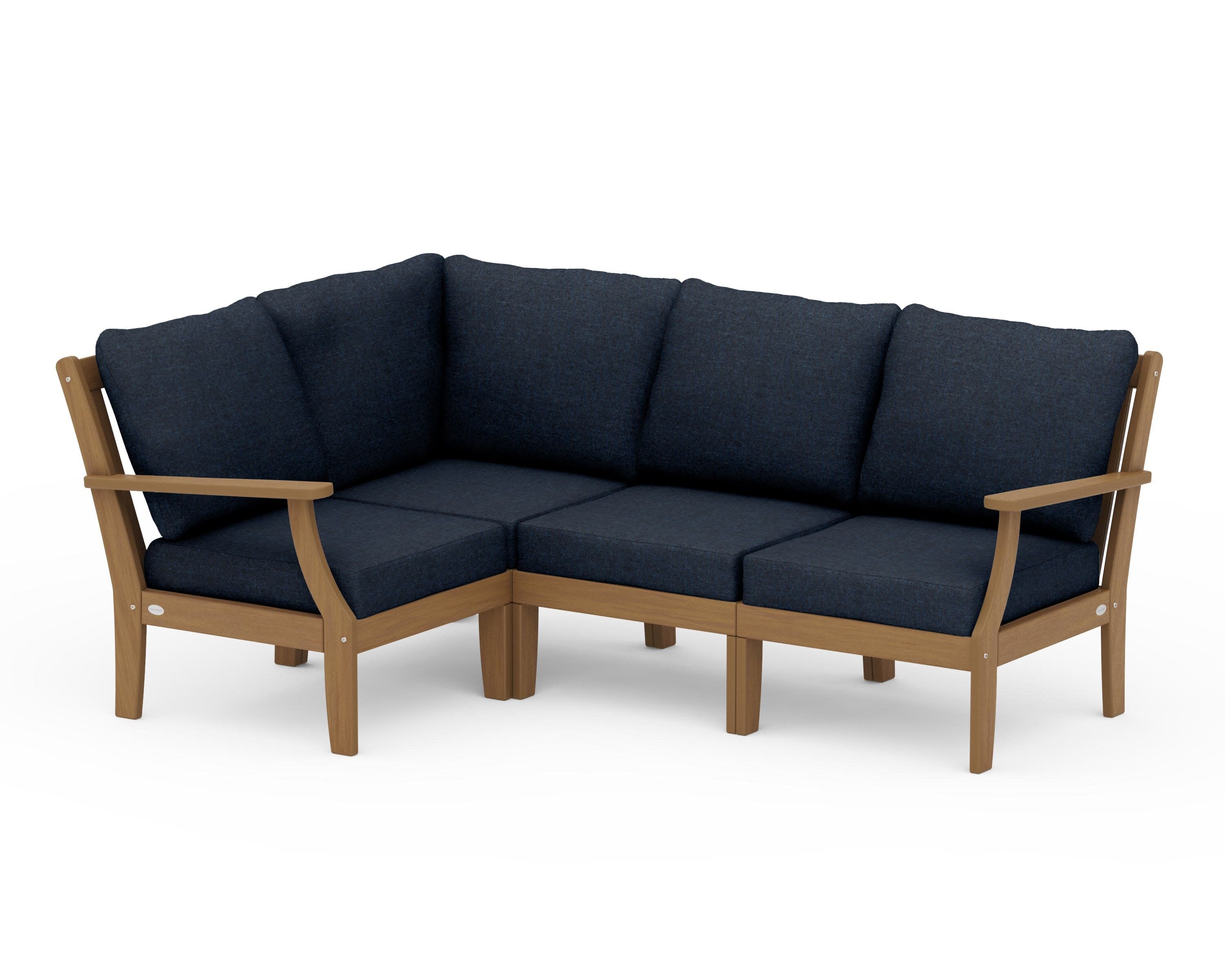 Braxton Modular 4-Piece Deep Seating Set in Natural / Marine Indigo