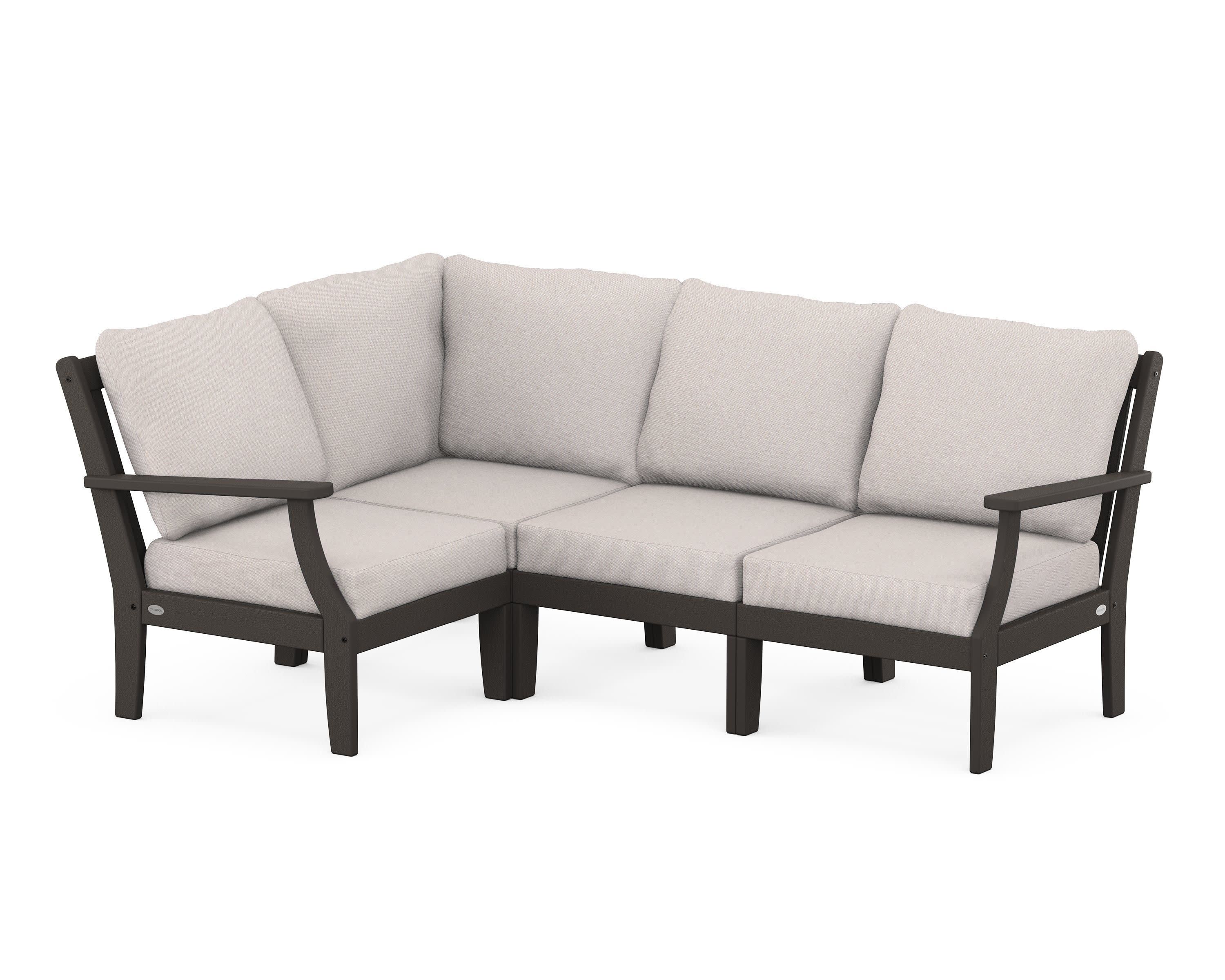 Braxton Modular 4-Piece Deep Seating Set in Vintage Coffee / Dune Burlap