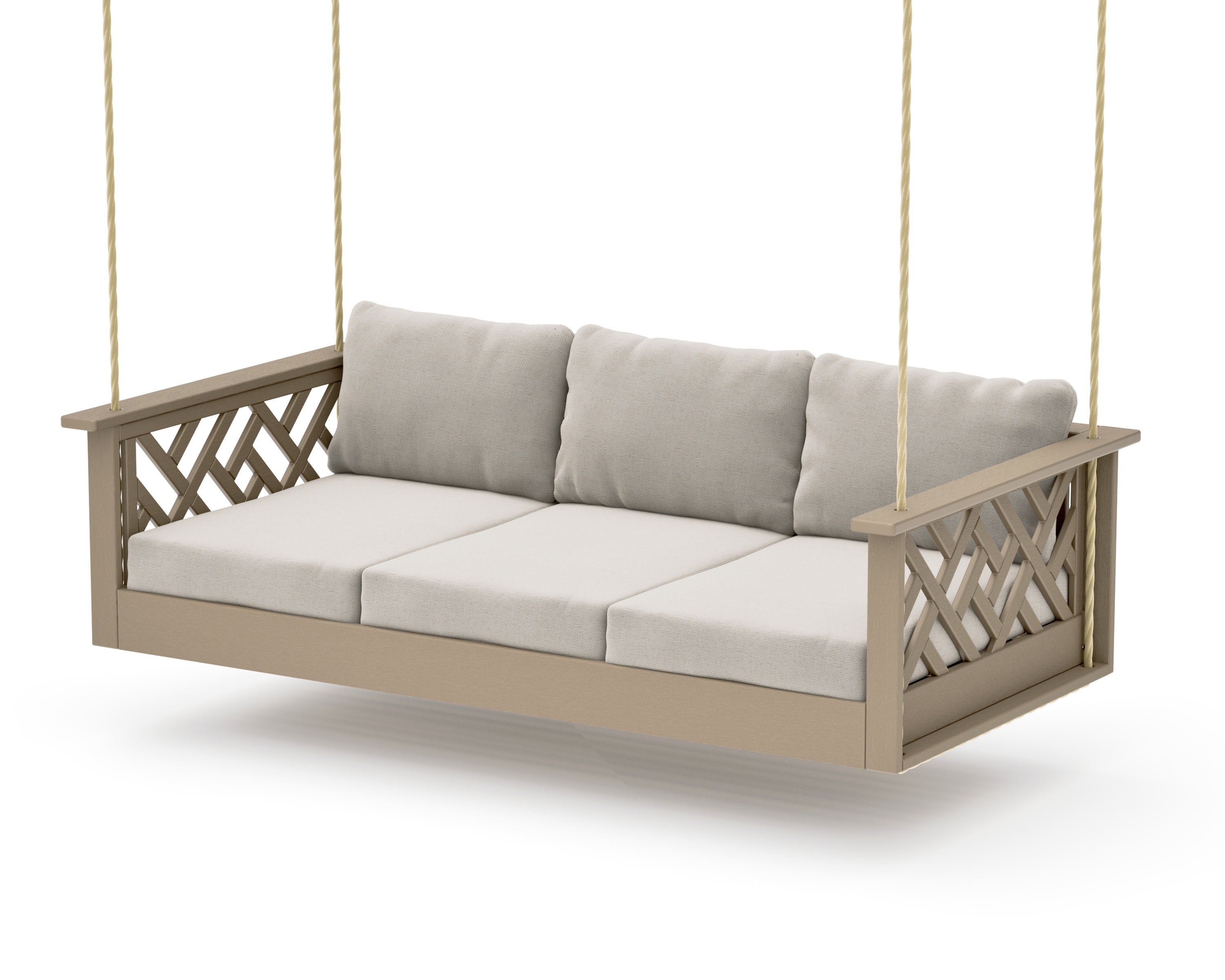 Chippendale Daybed Swing in Vintage Sahara / Dune Burlap