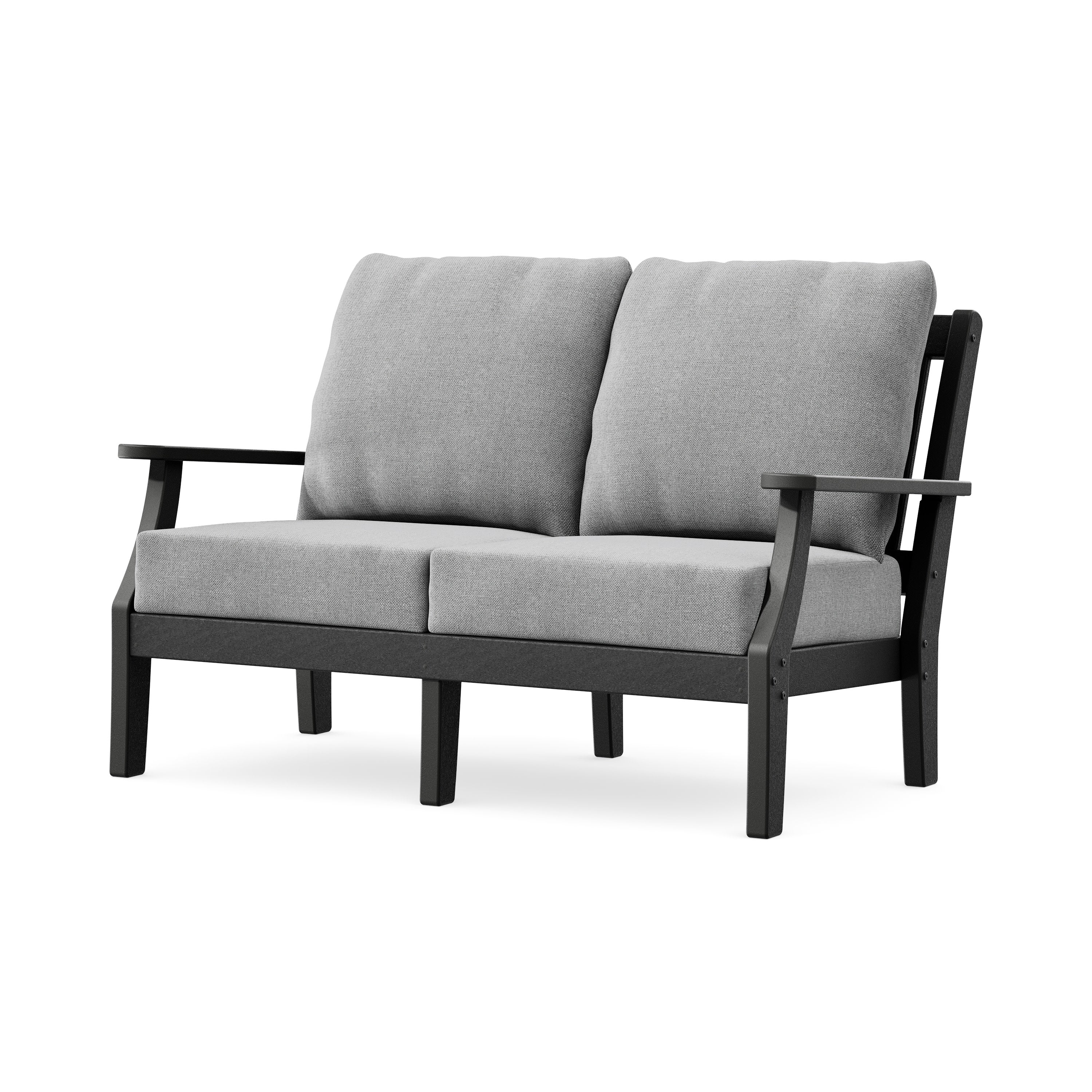 Chinoiserie Deep Seating Loveseat in Black / Grey Mist