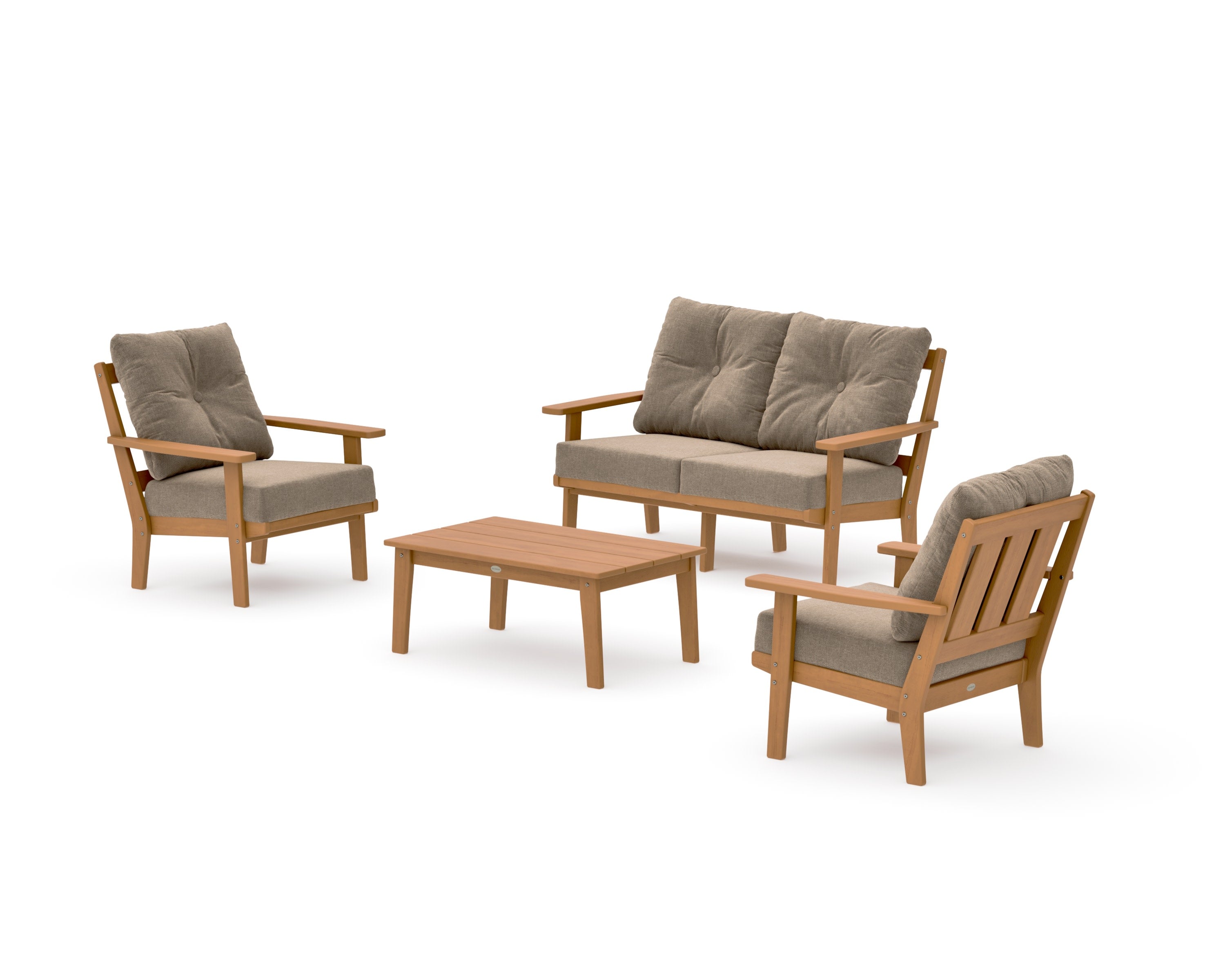 Oxford 4-Piece Deep Seating Set with Loveseat in Natural / Spiced Burlap