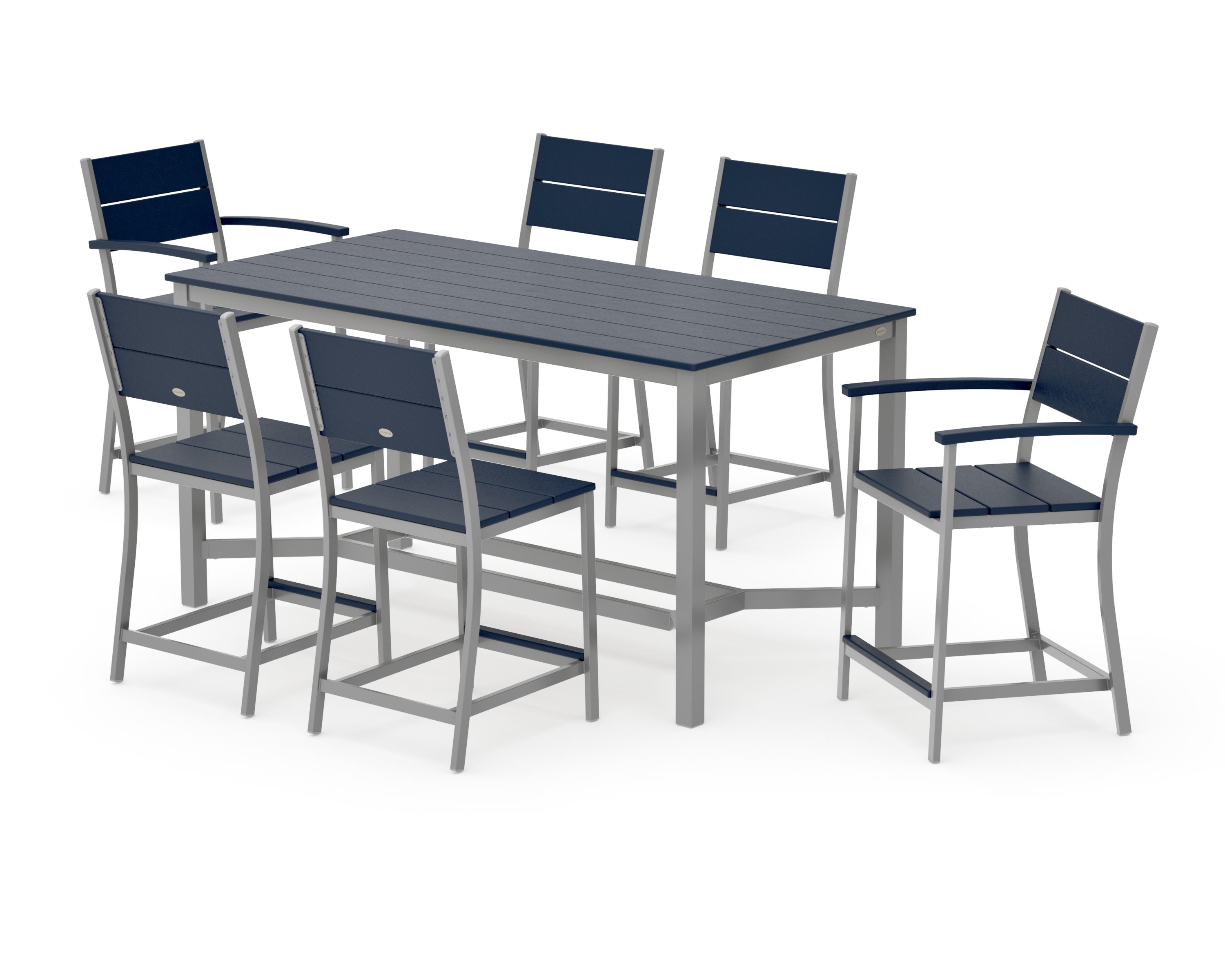 Main Street 7-Piece Counter Set in Silver / Navy