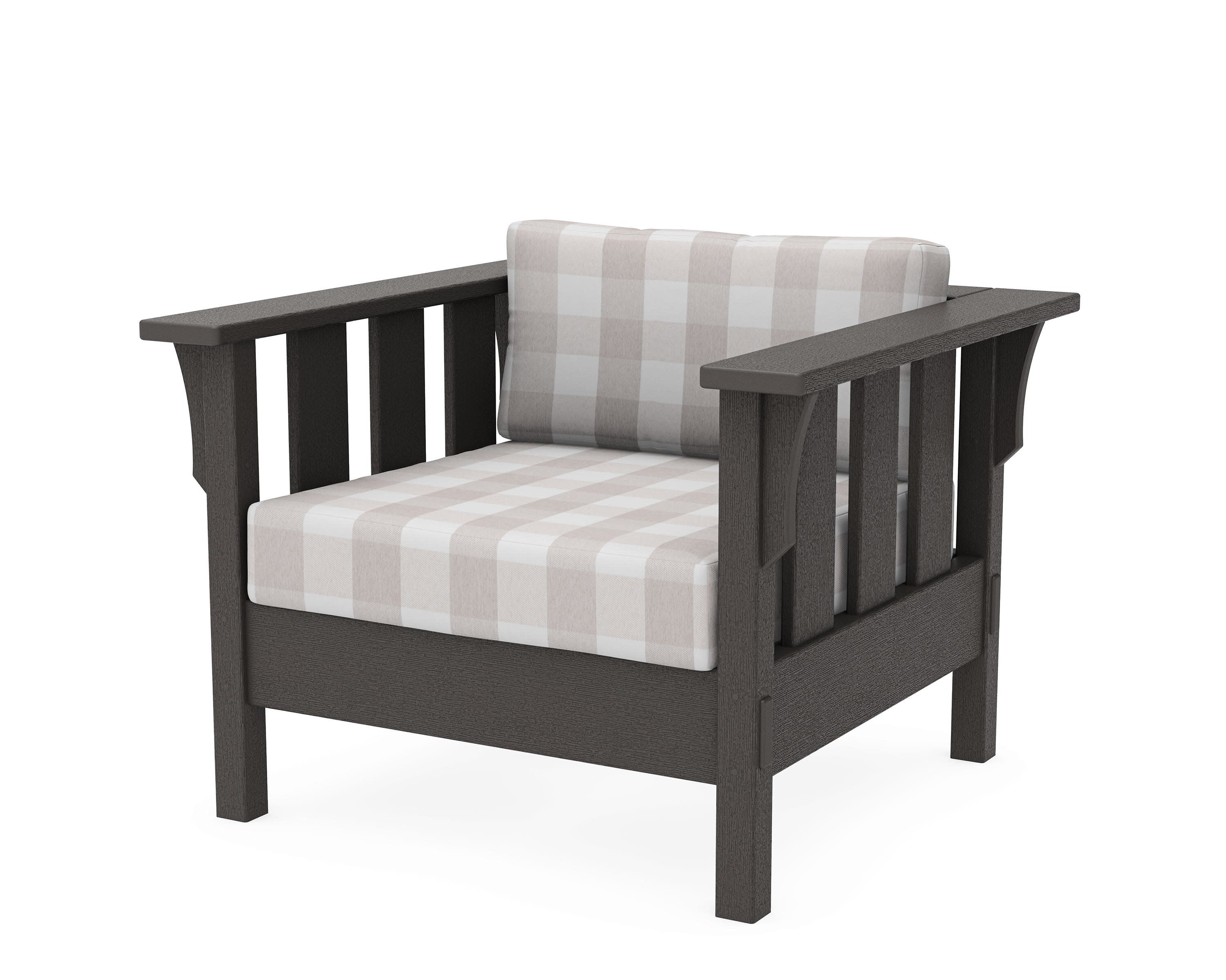 Acadia Deep Seating Chair in Vintage Coffee / Buffalo Plaid Dune Burlap