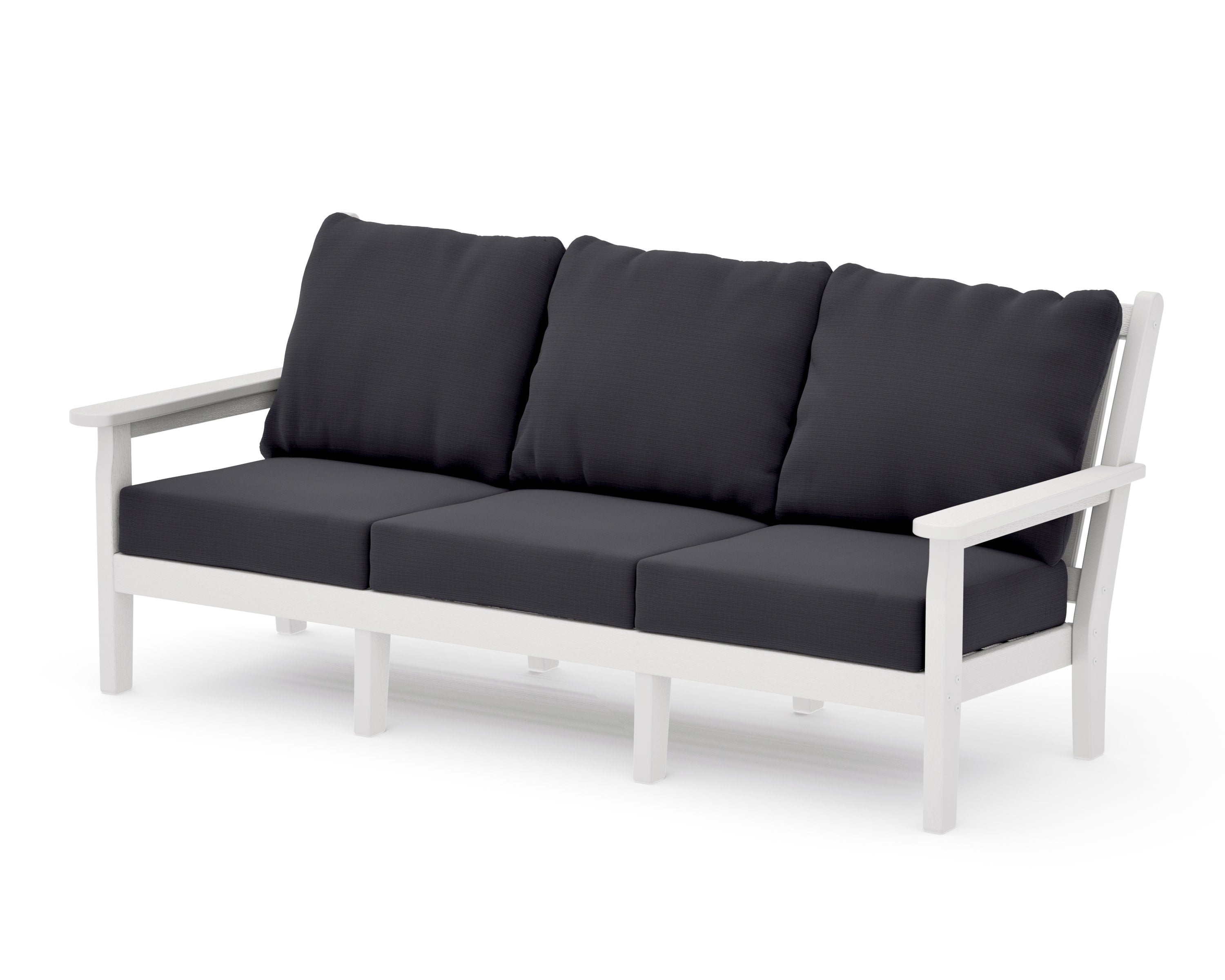 Chippendale Deep Seating Sofa in Vintage White / Midnight Linen
