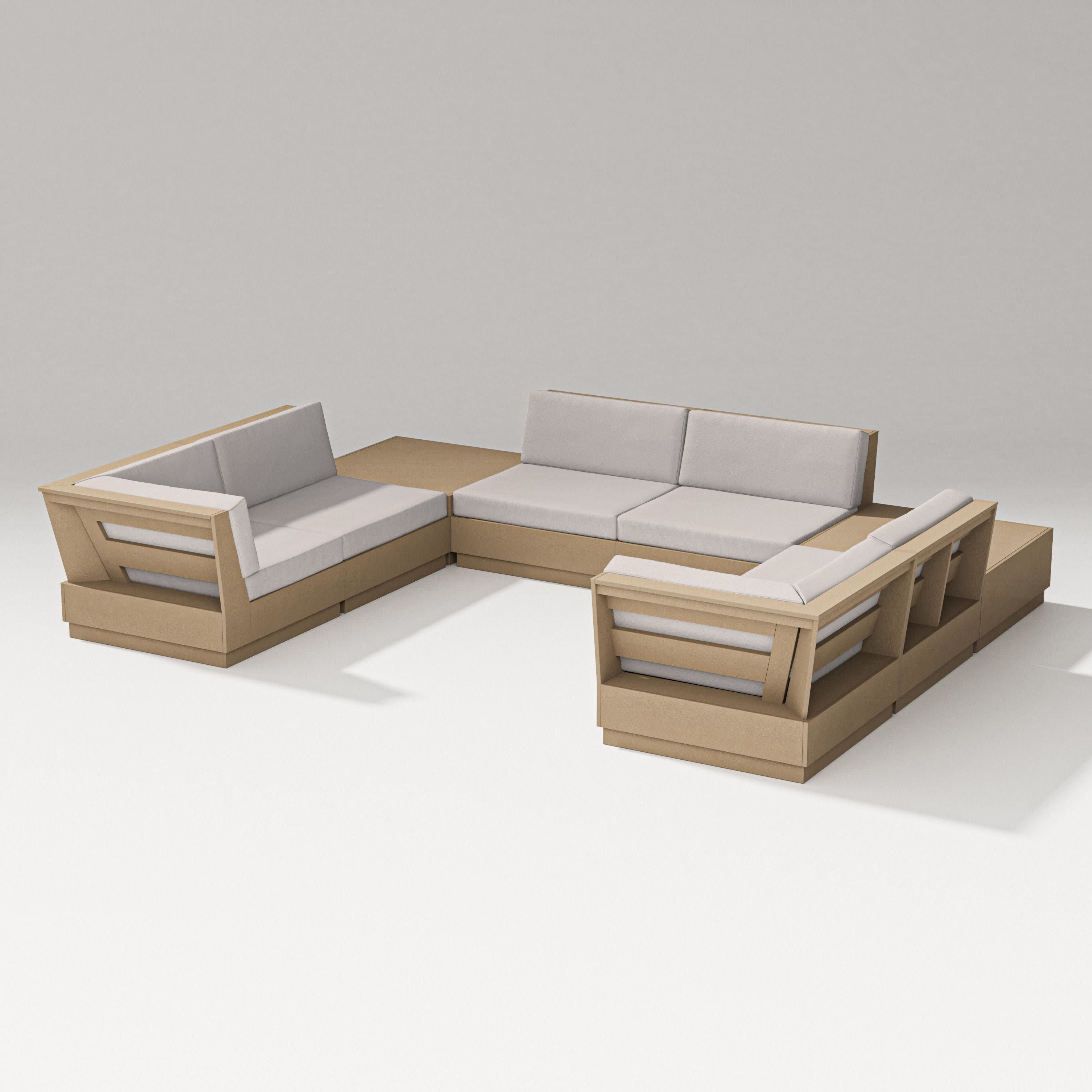 Elevate 8-Piece U-Shaped Sectional in Vintage Sahara / Dune Burlap