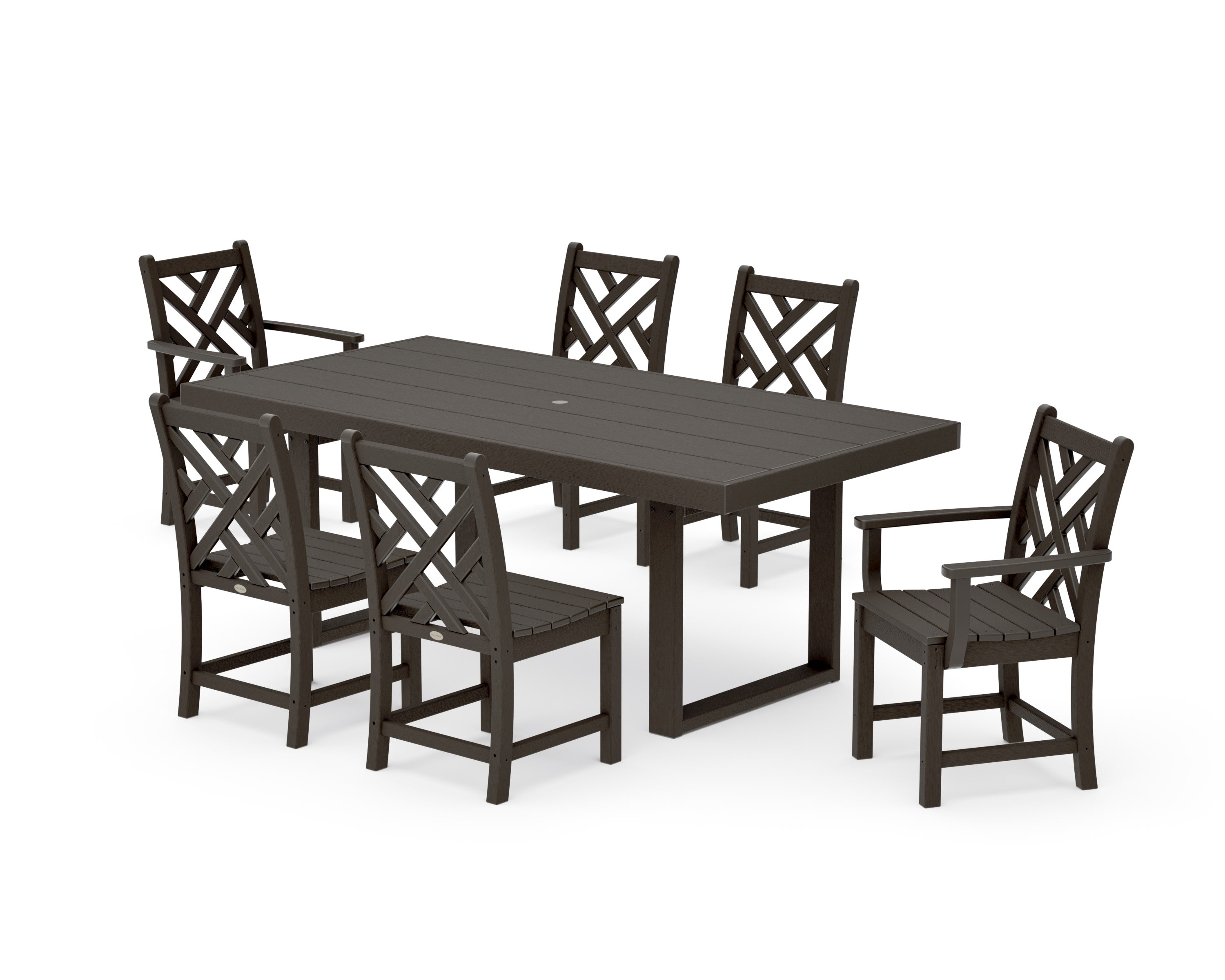 Chippendale 7-Piece Dining Set in Vintage Coffee