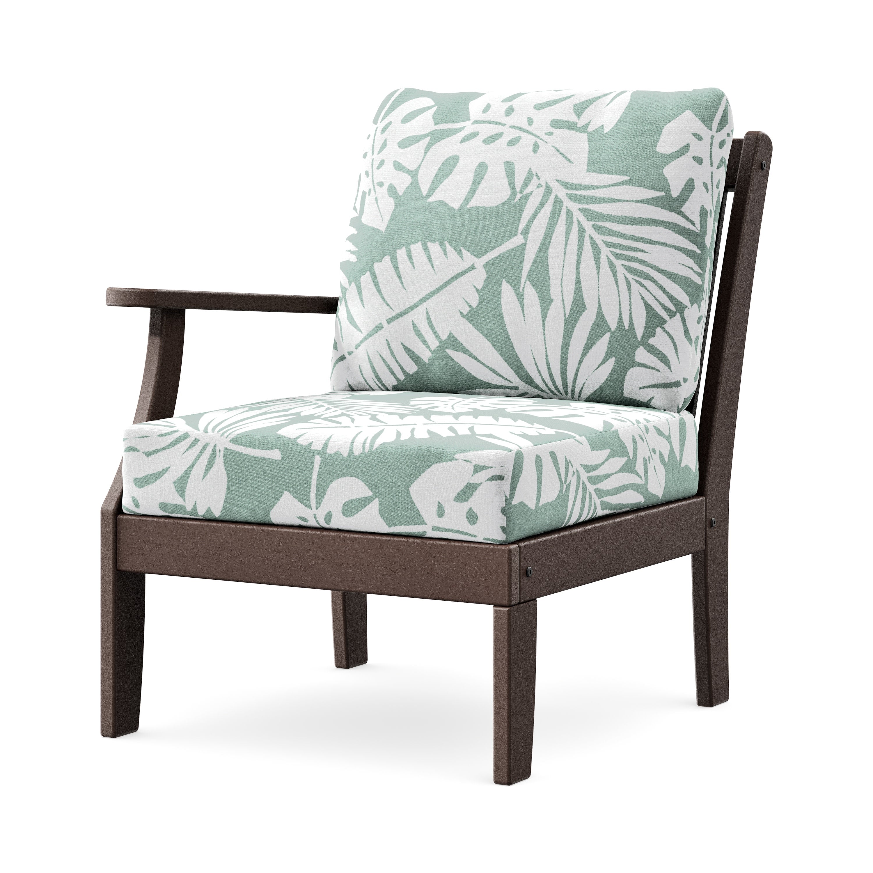 Braxton Modular Left Arm Chair in Mahogany / Leaf Glacier Spa