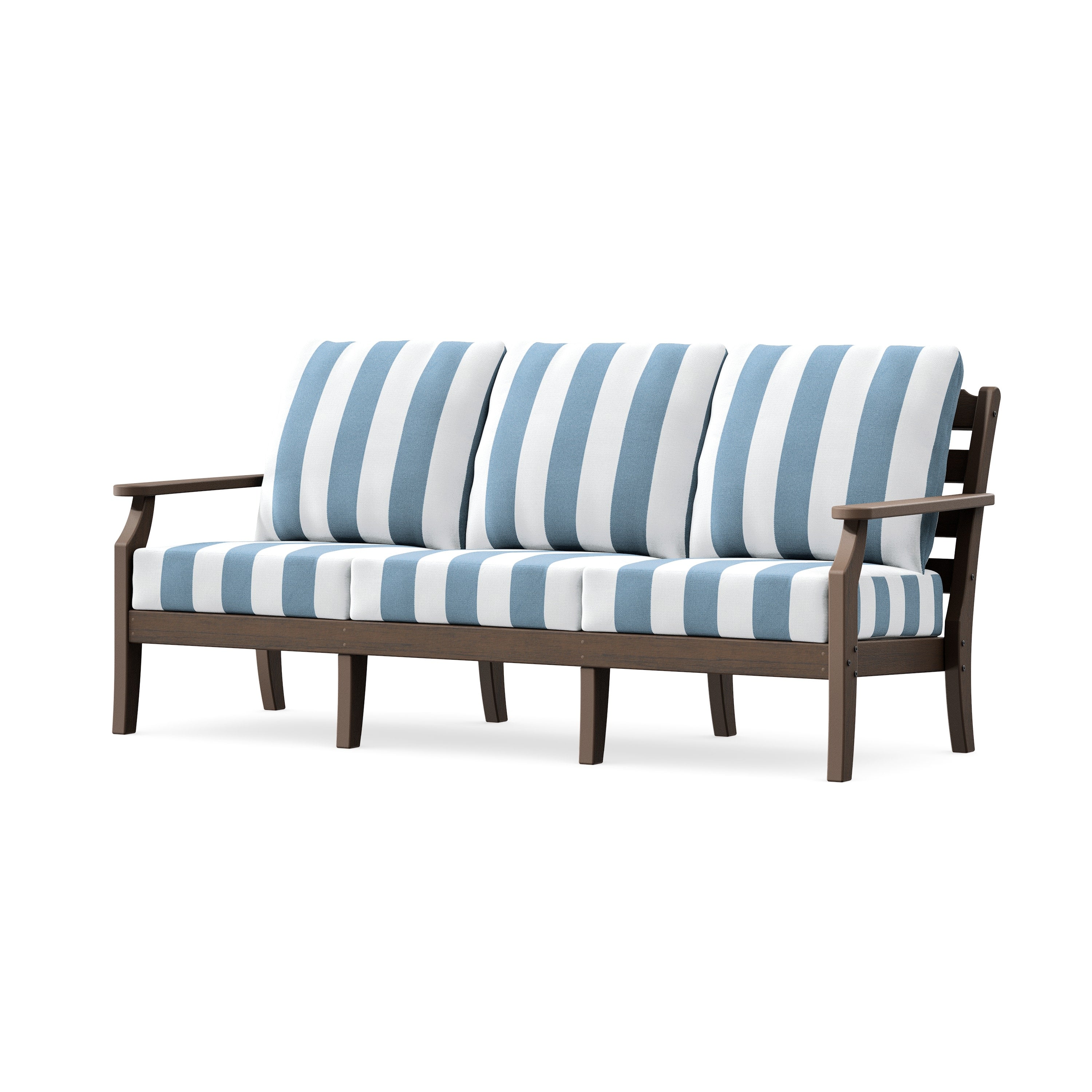 Savannah Deep Seating Sofa in Kona / Cabana Stripe Sky Blue