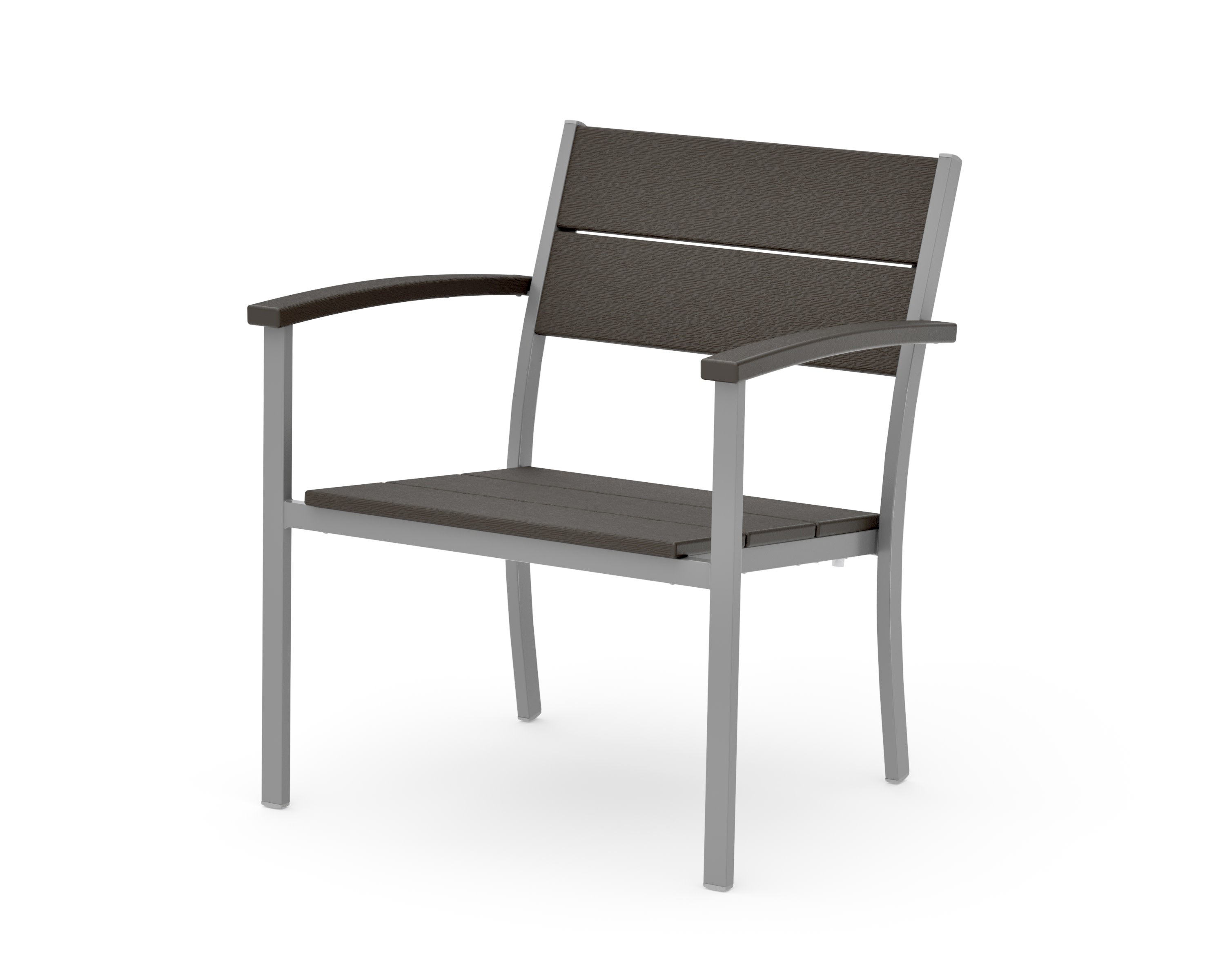 Main Street Stacking Lounge Arm Chair in Silver / Vintage Coffee