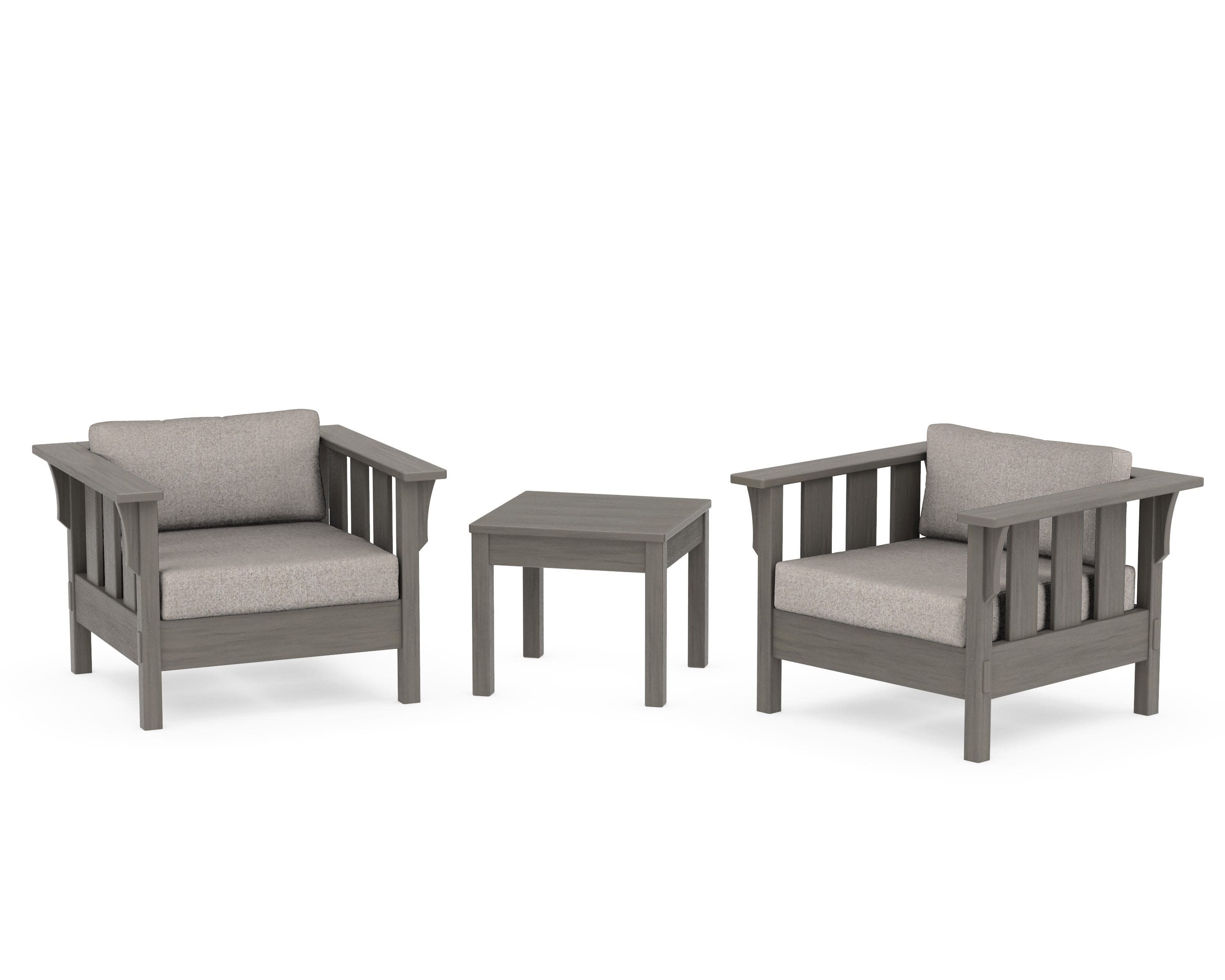 Acadia 3-Piece Deep Seating Set in Driftwood / Weathered Tweed