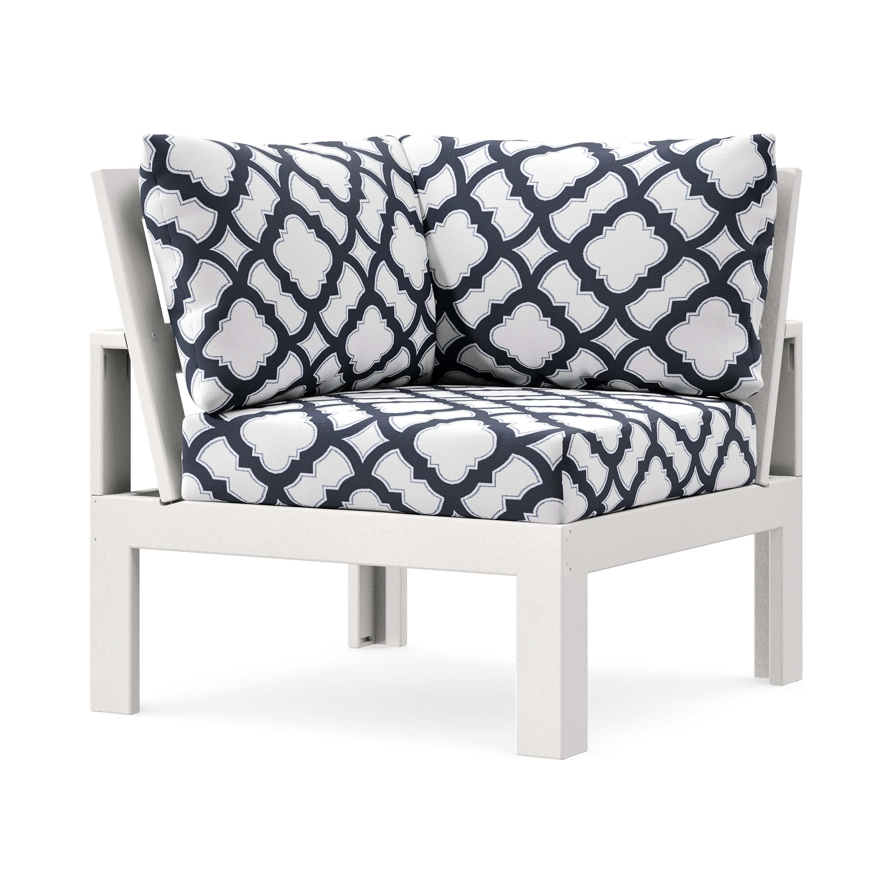 Modular Corner Chair in White / Trellis Navy
