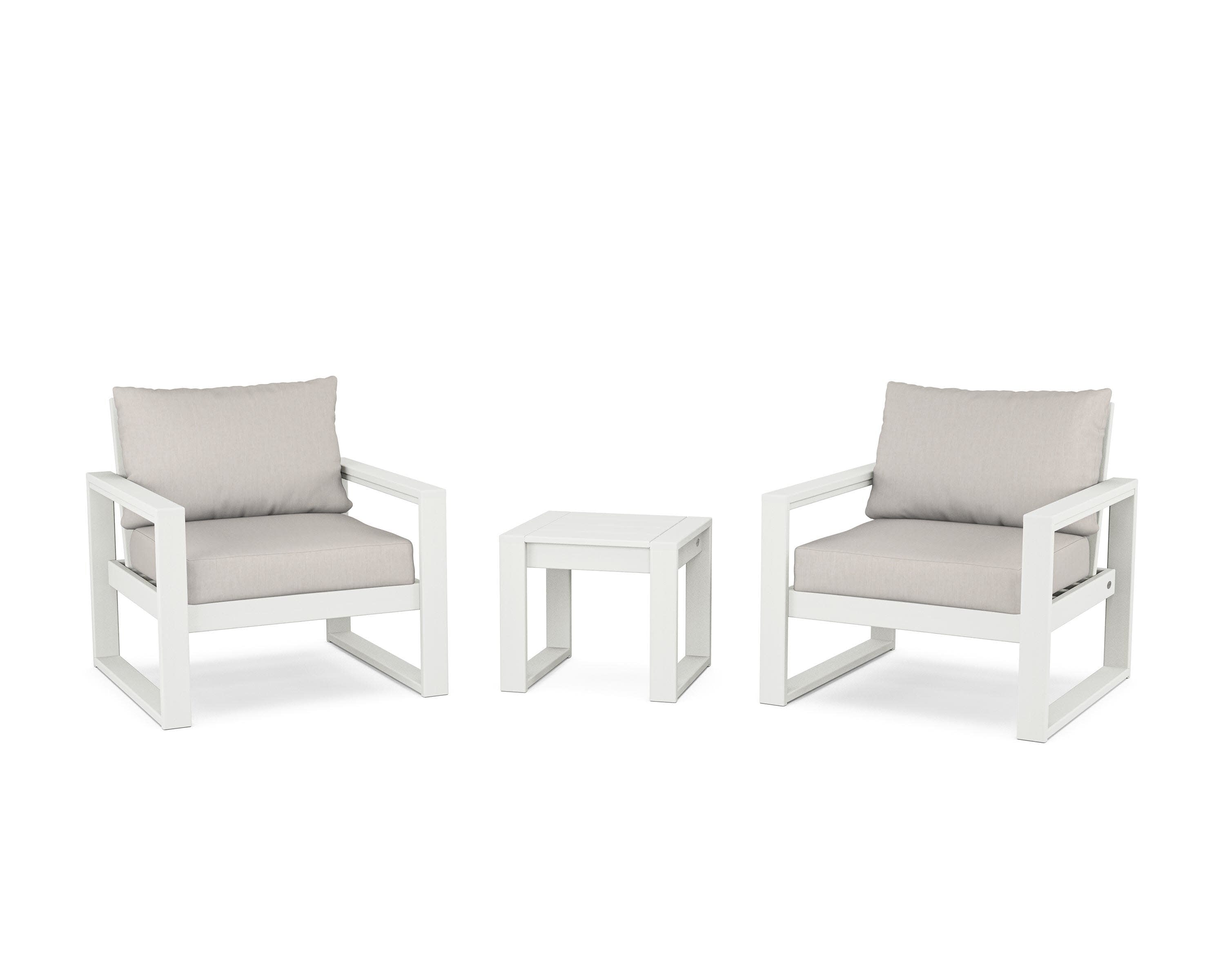 EDGE Sectional 3-Piece Deep Seating Set in Vintage White / Cast Ash