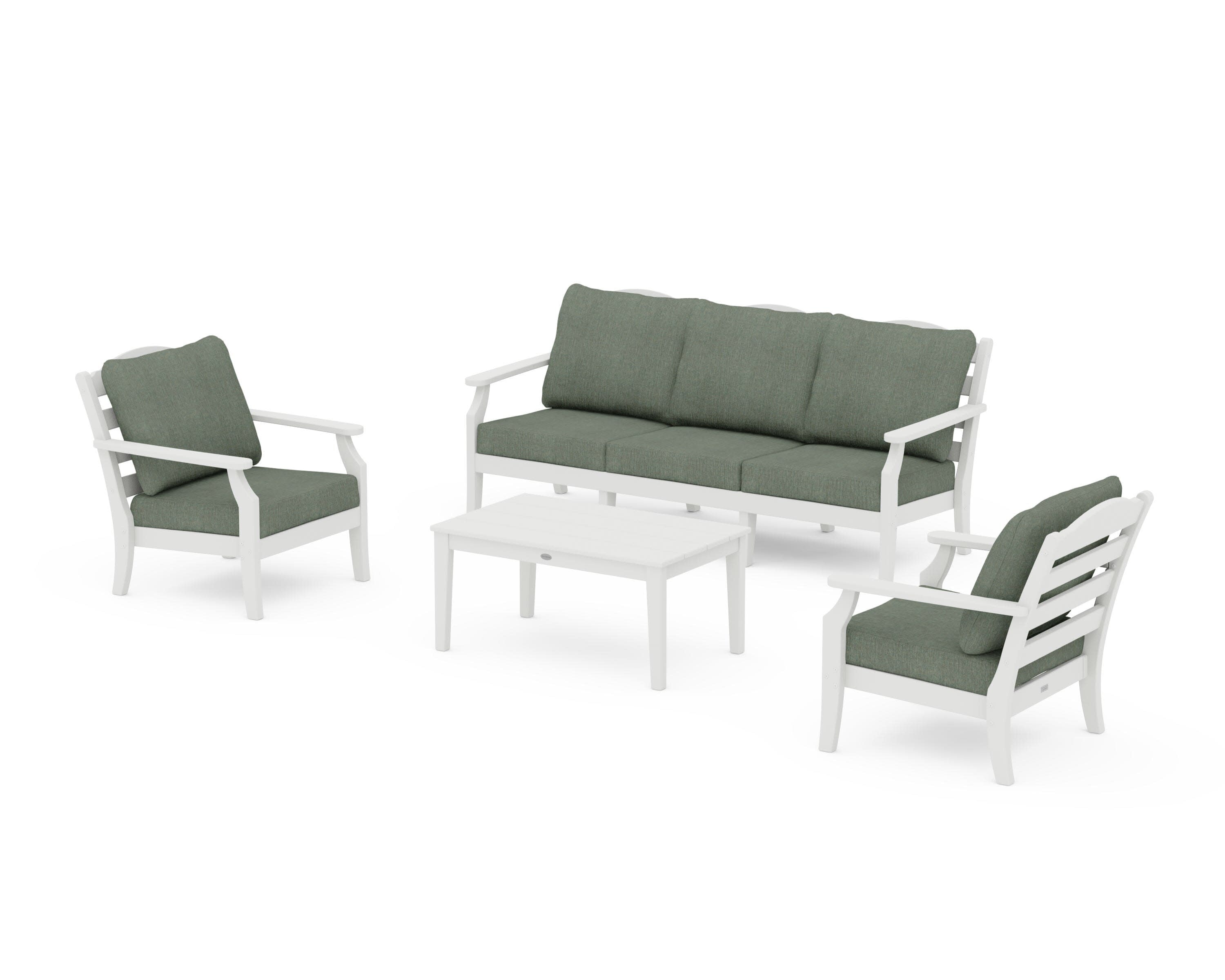 Savannah 4-Piece Deep Seating Set with Sofa in Vintage White / Cast Sage