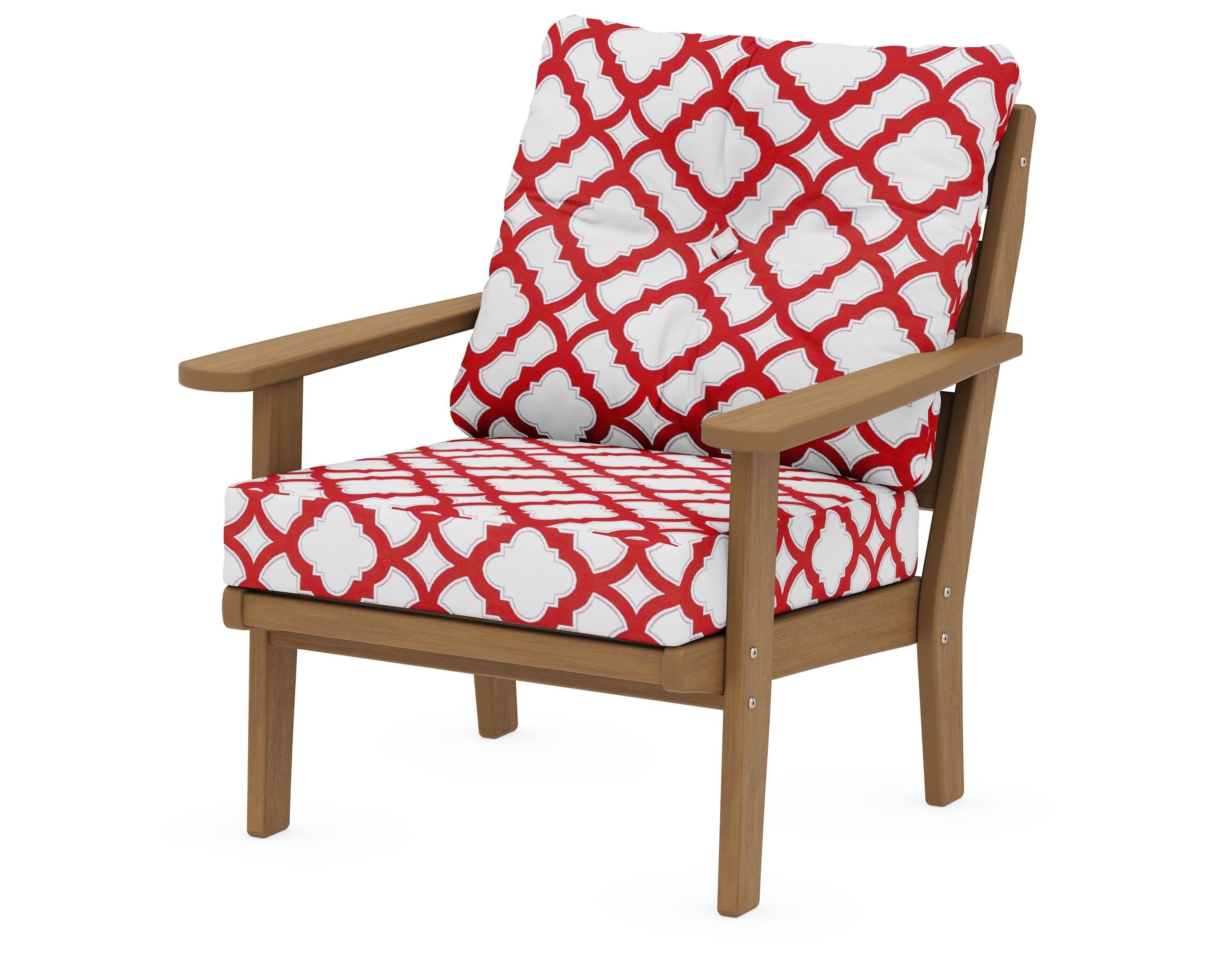 Lakeside Deep Seating Chair in Natural / Trellis Crimson