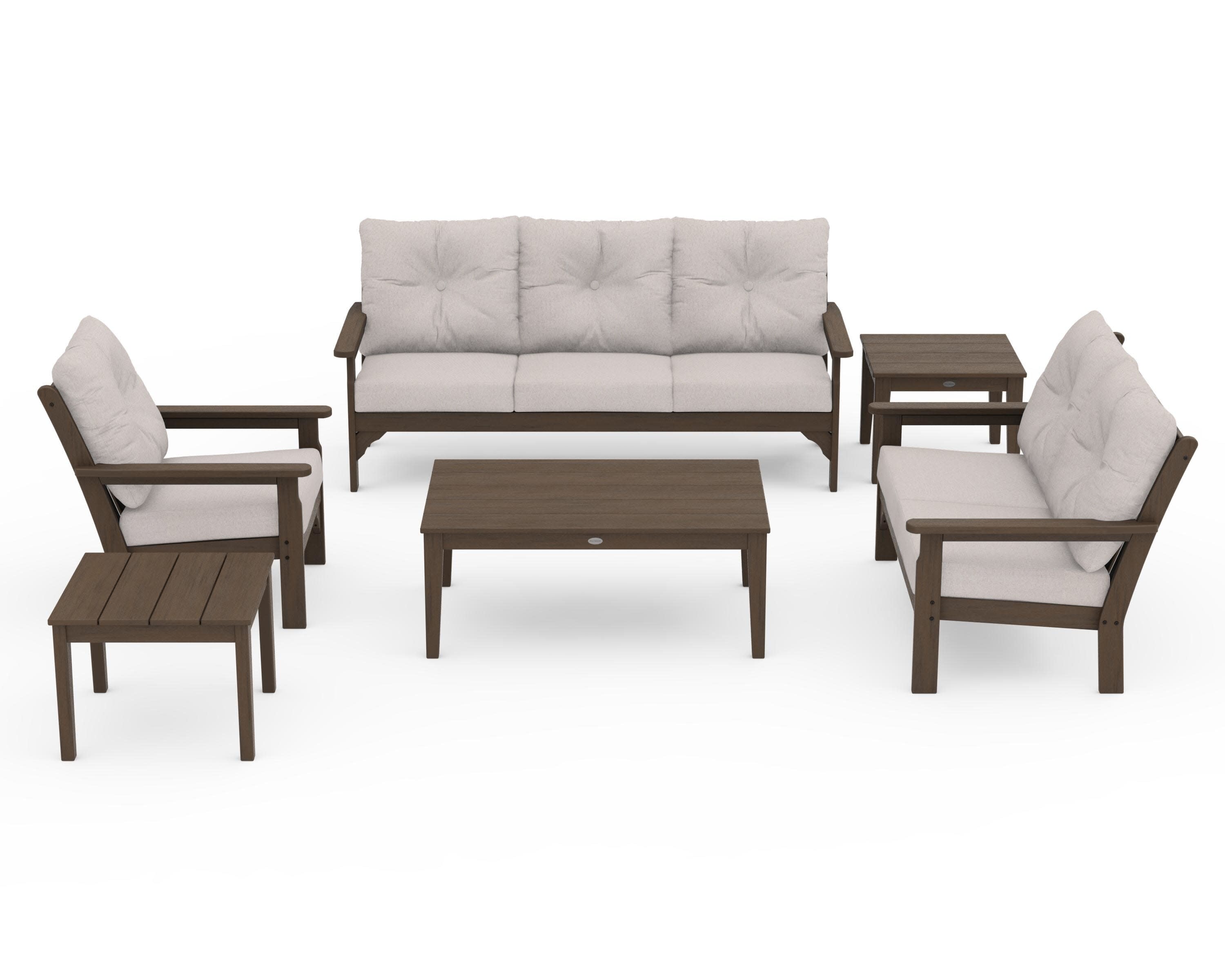 Vineyard 6-Piece Deep Seating Set in Kona / Dune Burlap