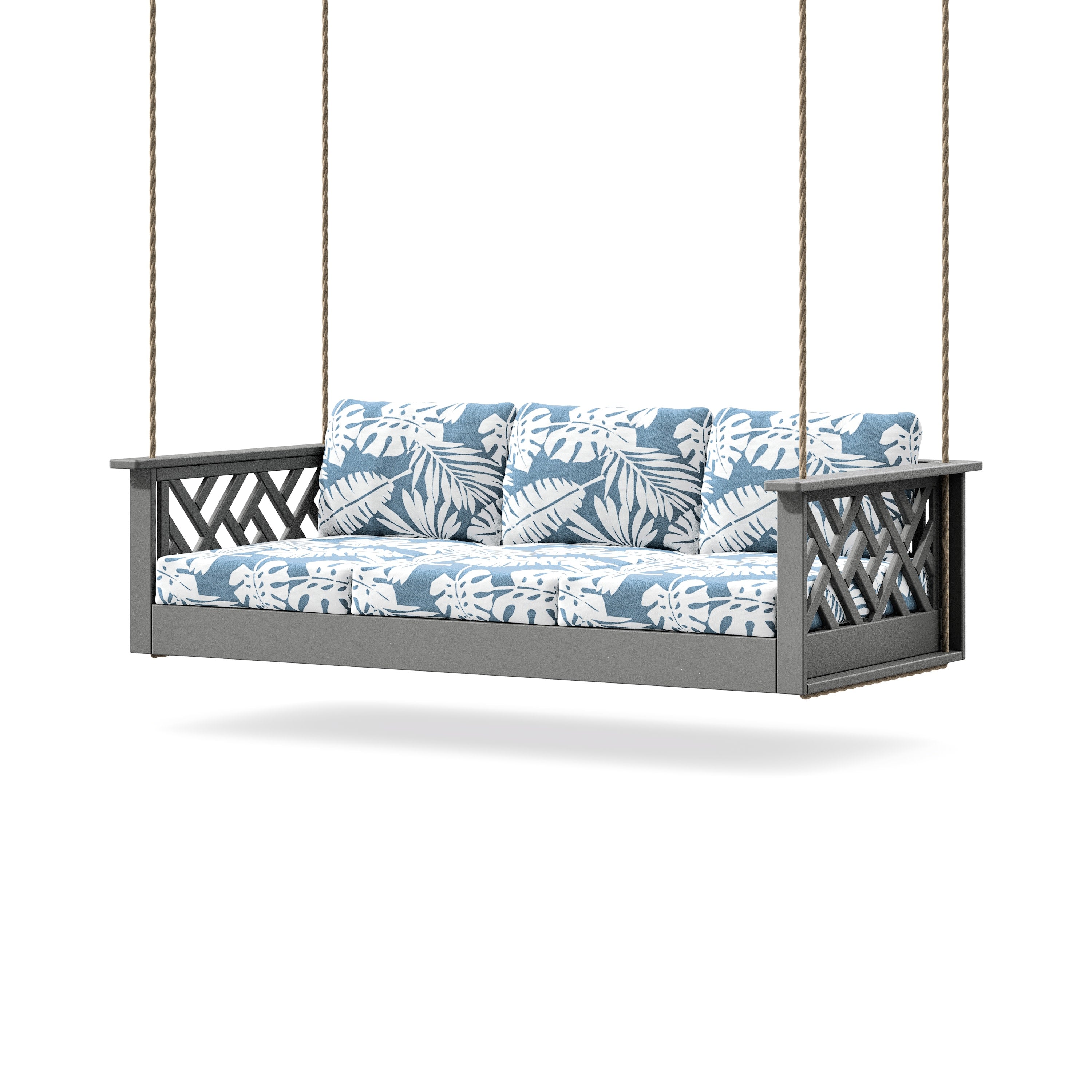 Chippendale Daybed Swing in Slate Grey / Leaf Sky Blue