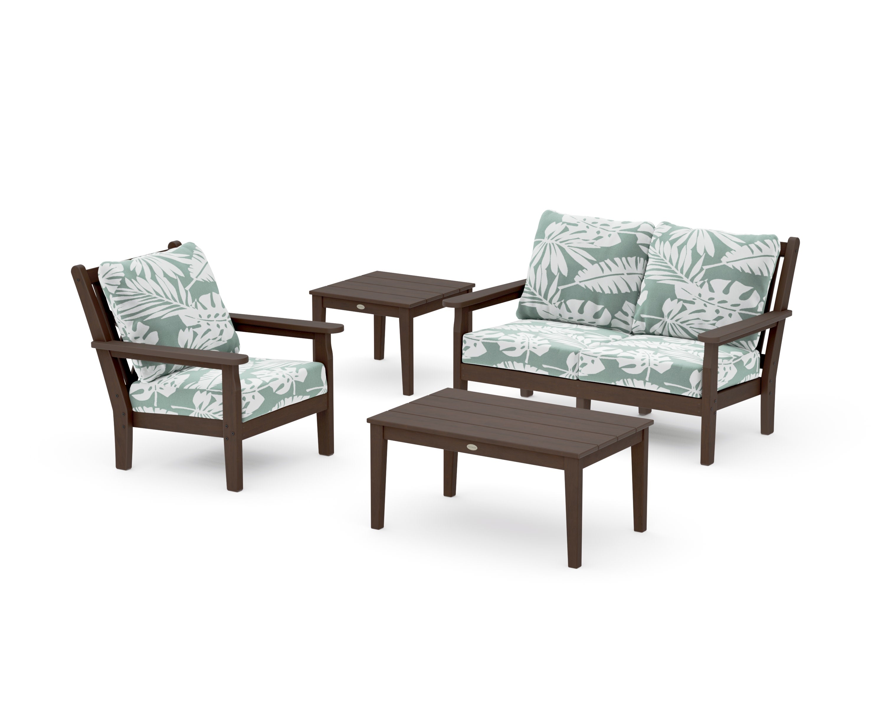 Chippendale 4-Piece Deep Seating Set in Kona / Leaf Glacier Spa