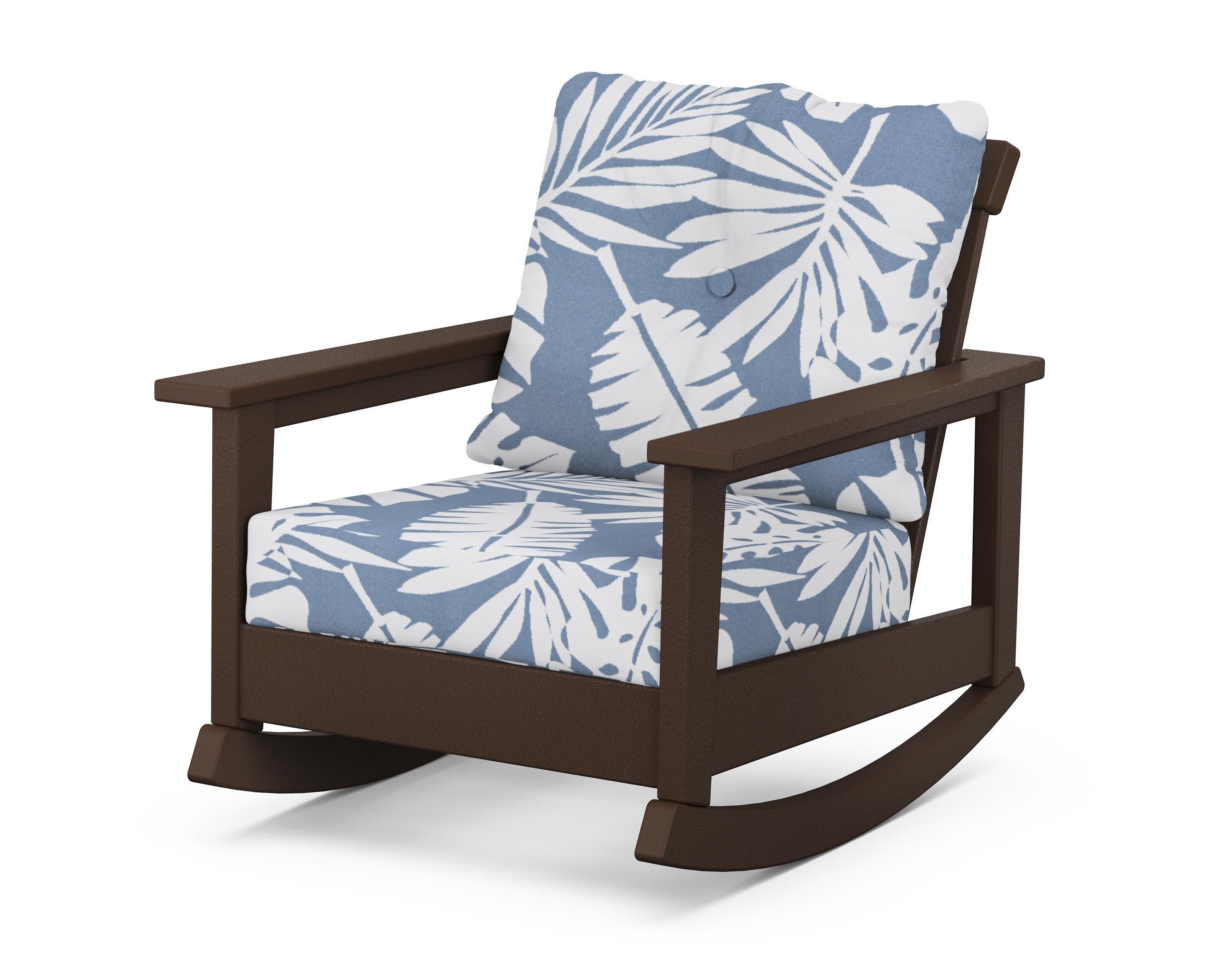 Prescott Deep Seating Rocking Chair in Mahogany / Leaf Sky Blue