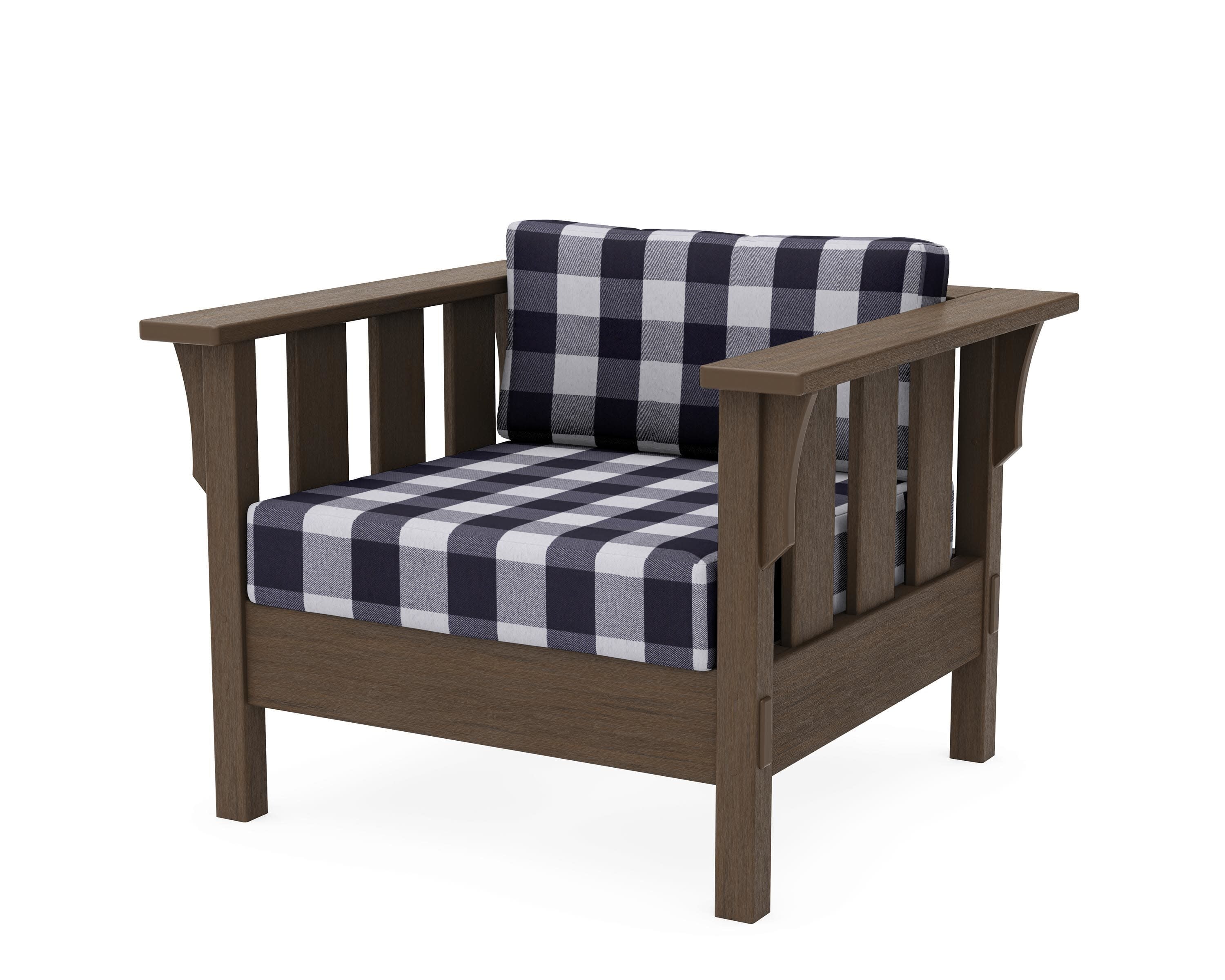 Acadia Deep Seating Chair in Kona / Buffalo Plaid Navy