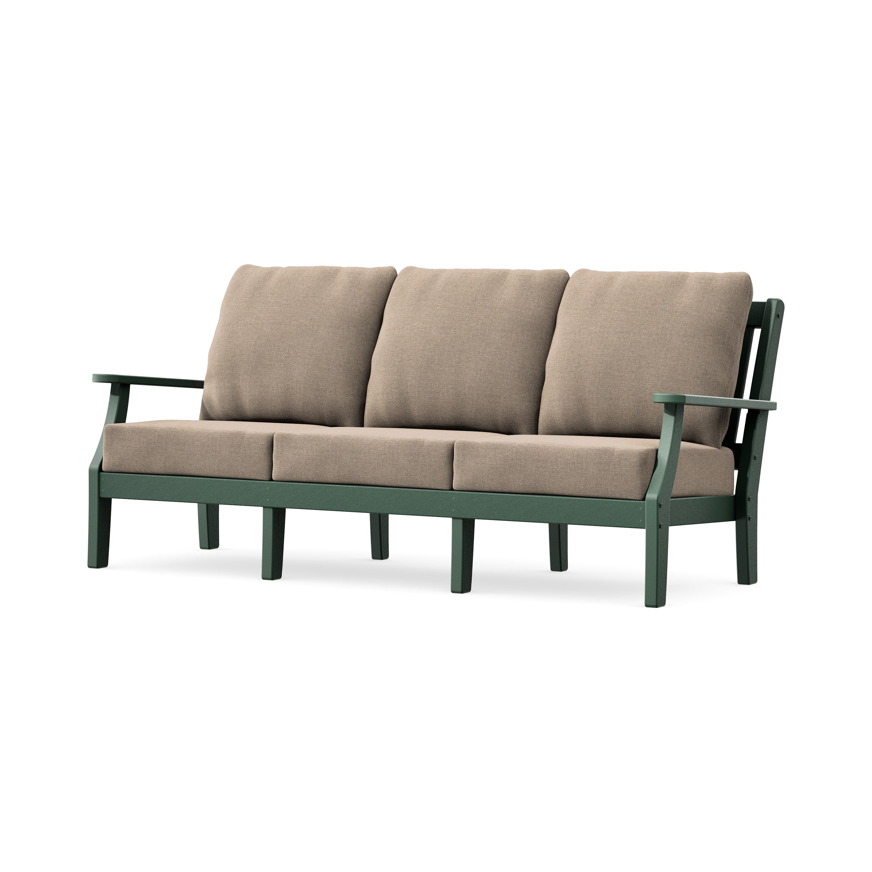 Chinoiserie Deep Seating Sofa in Green / Spiced Burlap