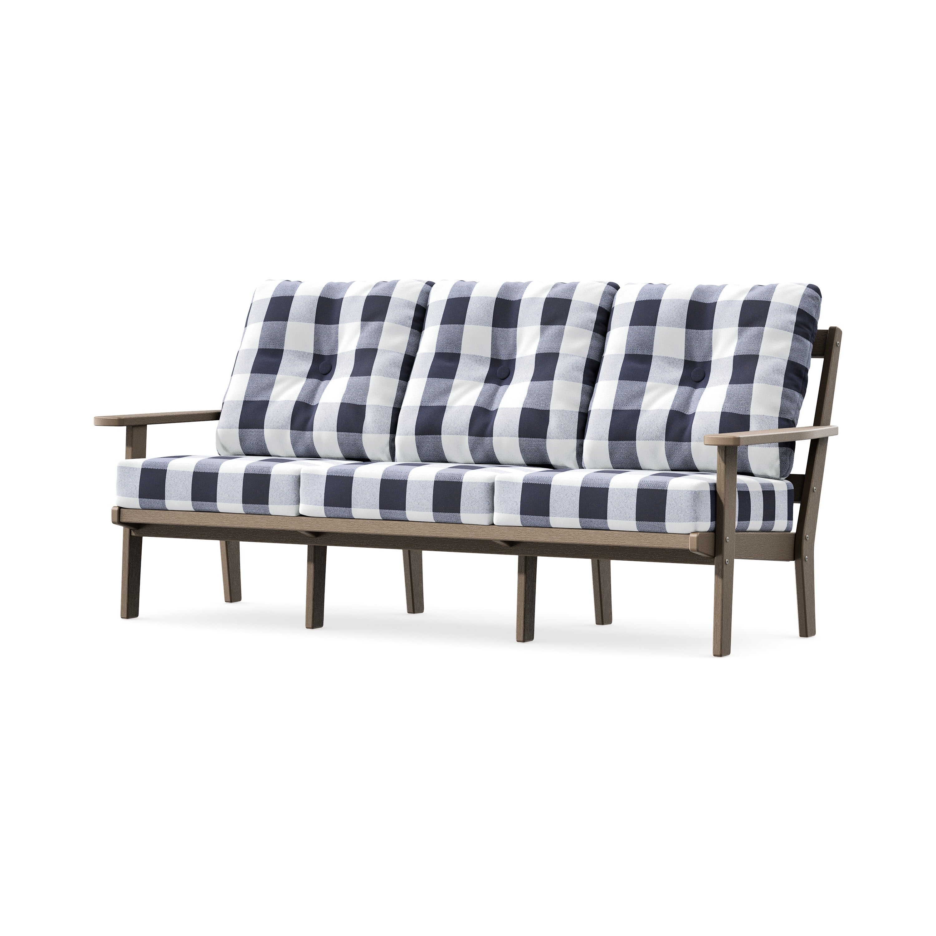 PrairieDeep Seating Sofa in Vintage Sahara / Buffalo Plaid Navy
