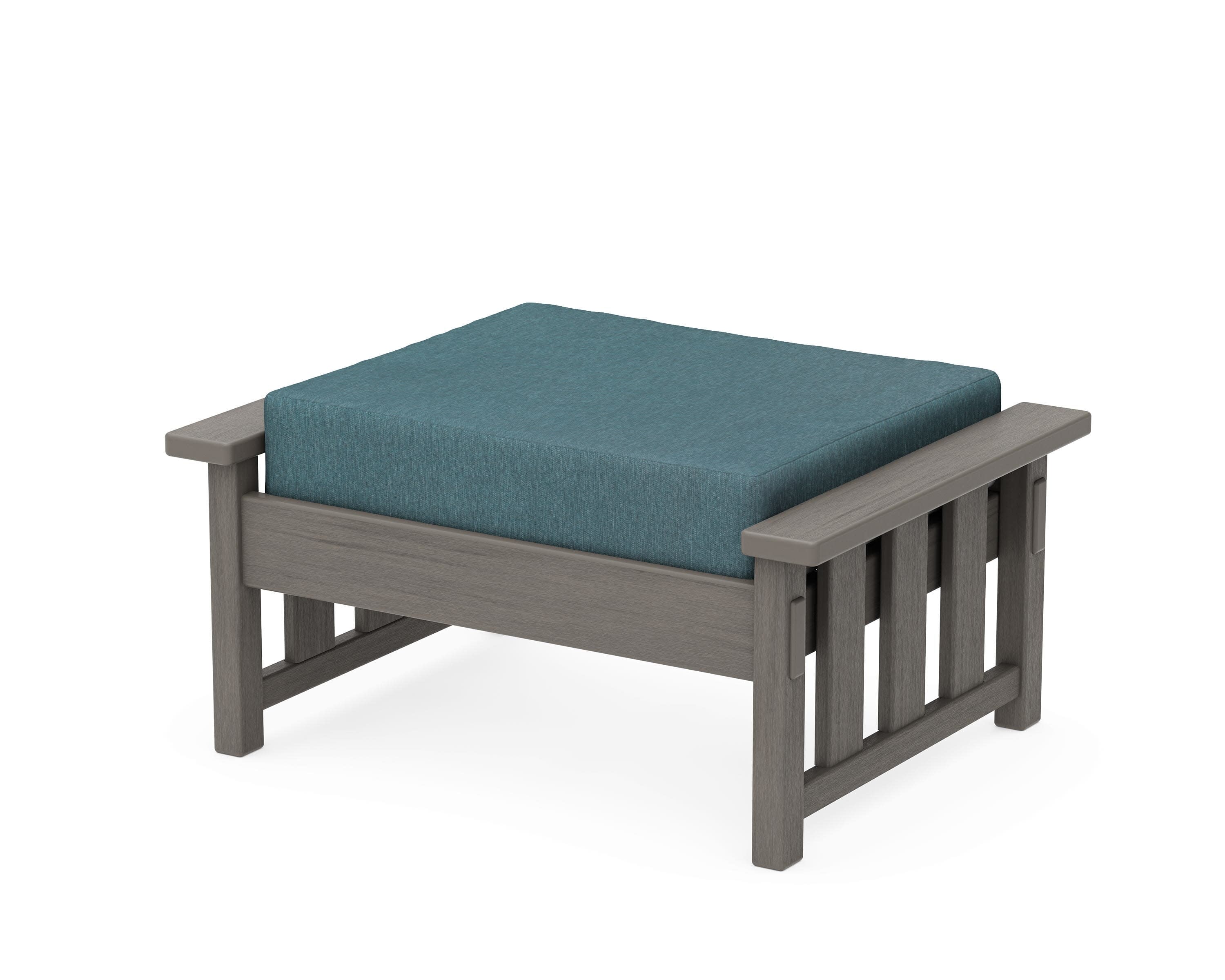 Acadia Deep Seating Ottoman in Driftwood / Ocean Teal