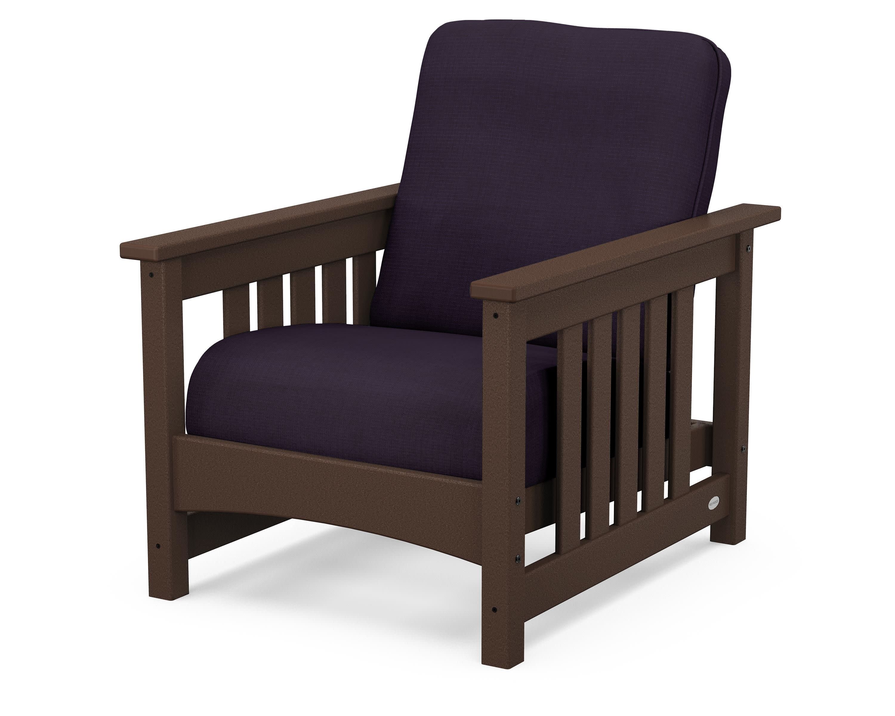 Club Mission Chair in Mahogany / Navy Linen