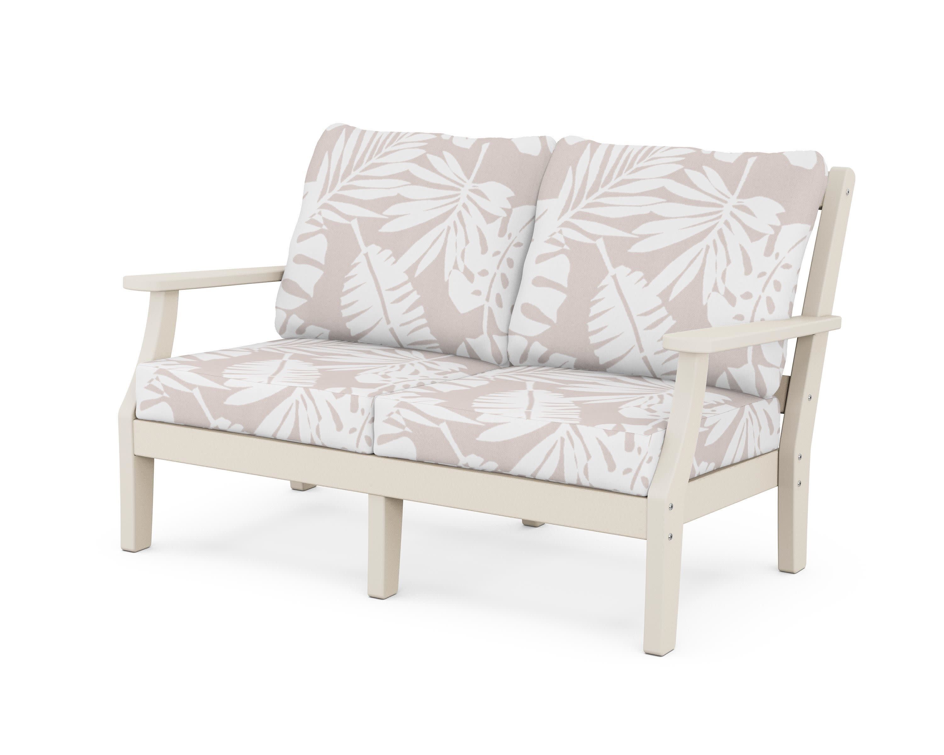Chinoiserie Deep Seating Loveseat in Sand / Leaf Dune Burlap