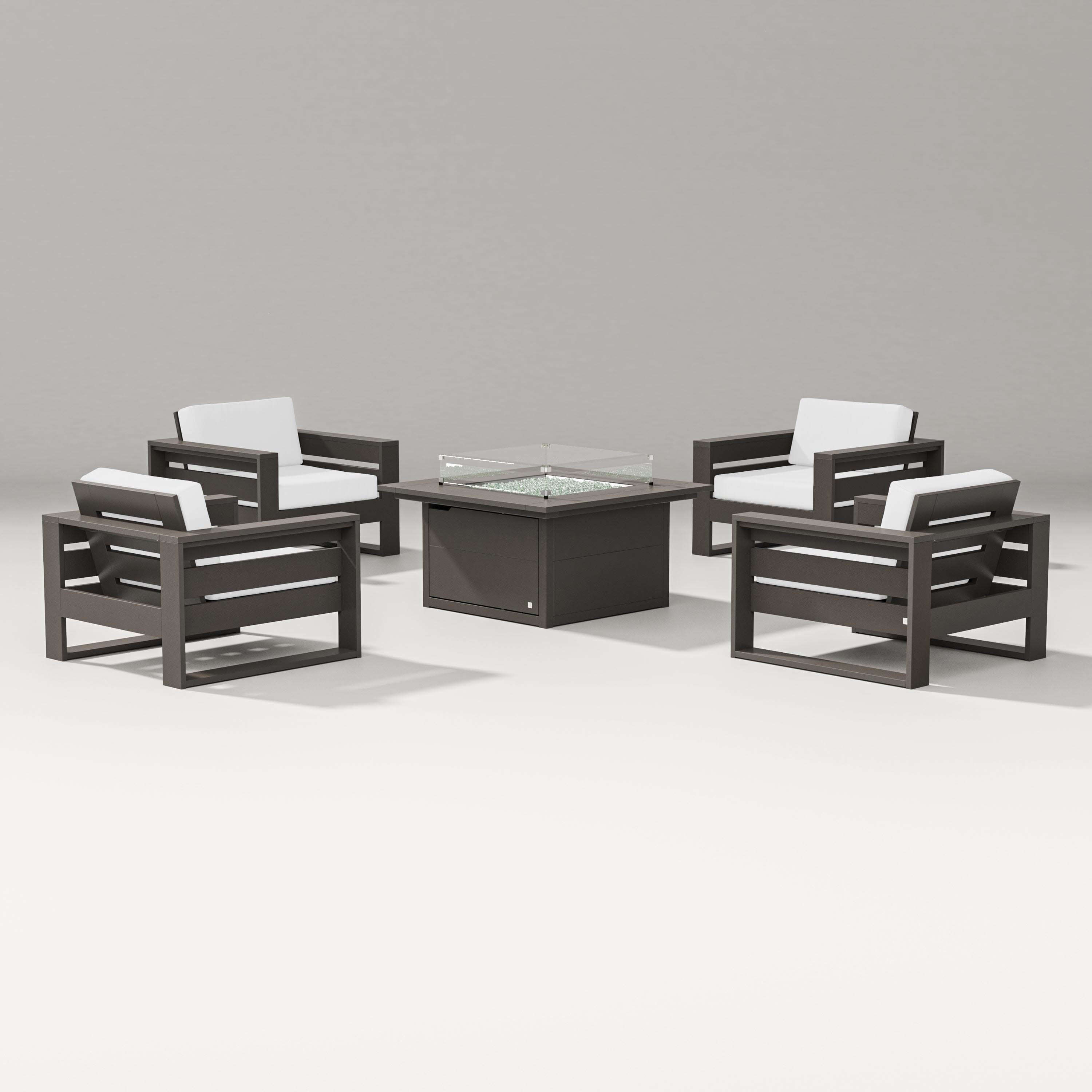 Latitude 5-Piece Lounge Fire Table Set in Vintage Coffee / Natural