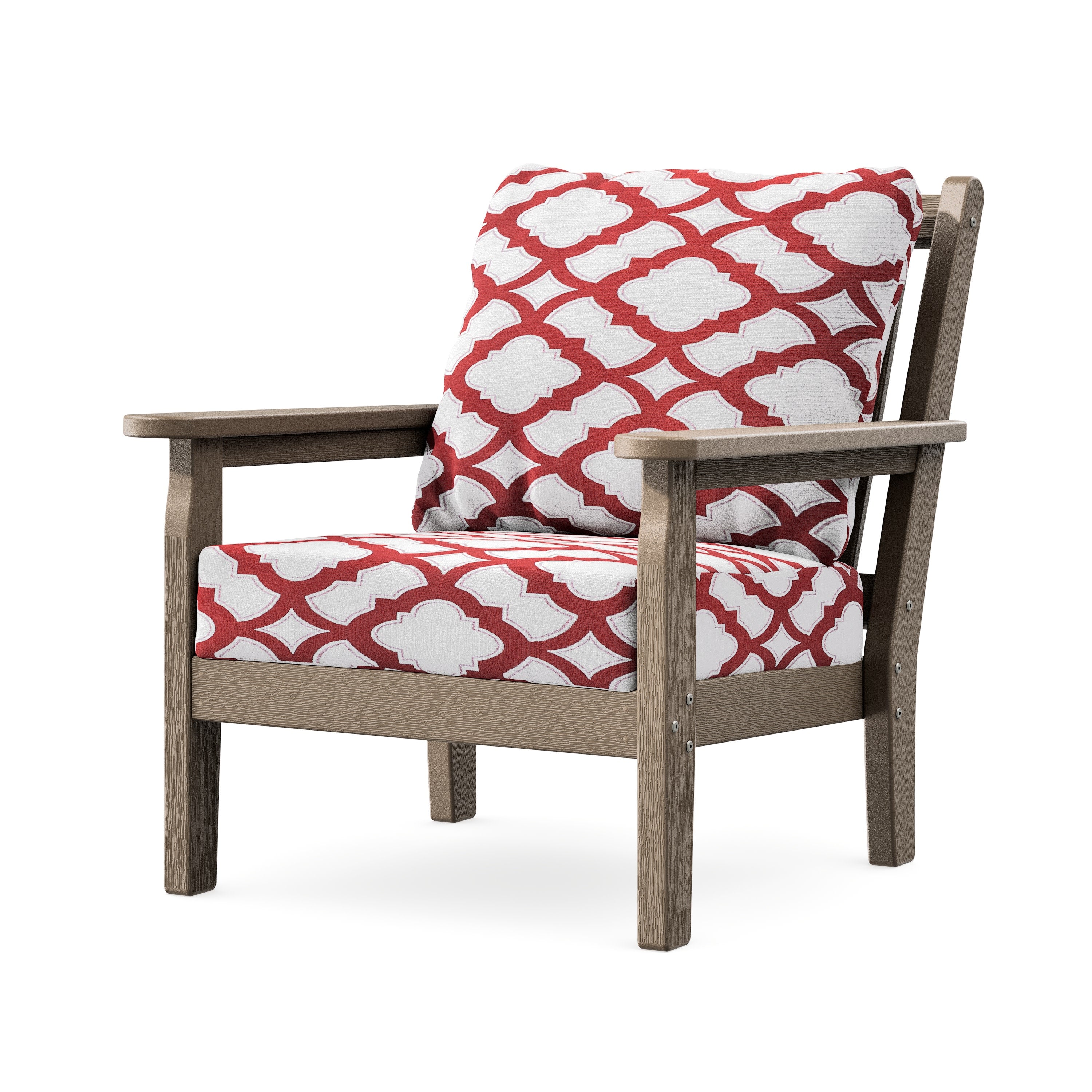 Chippendale Deep Seating Chair in Vintage Sahara / Trellis Crimson